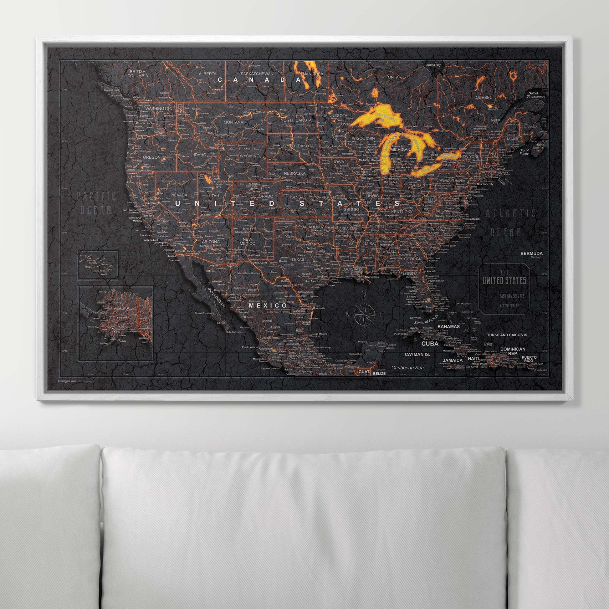 Push Pin USA Map Pin Board - Obsidian Inferno - Pins Included! - Wander Together Outfitters