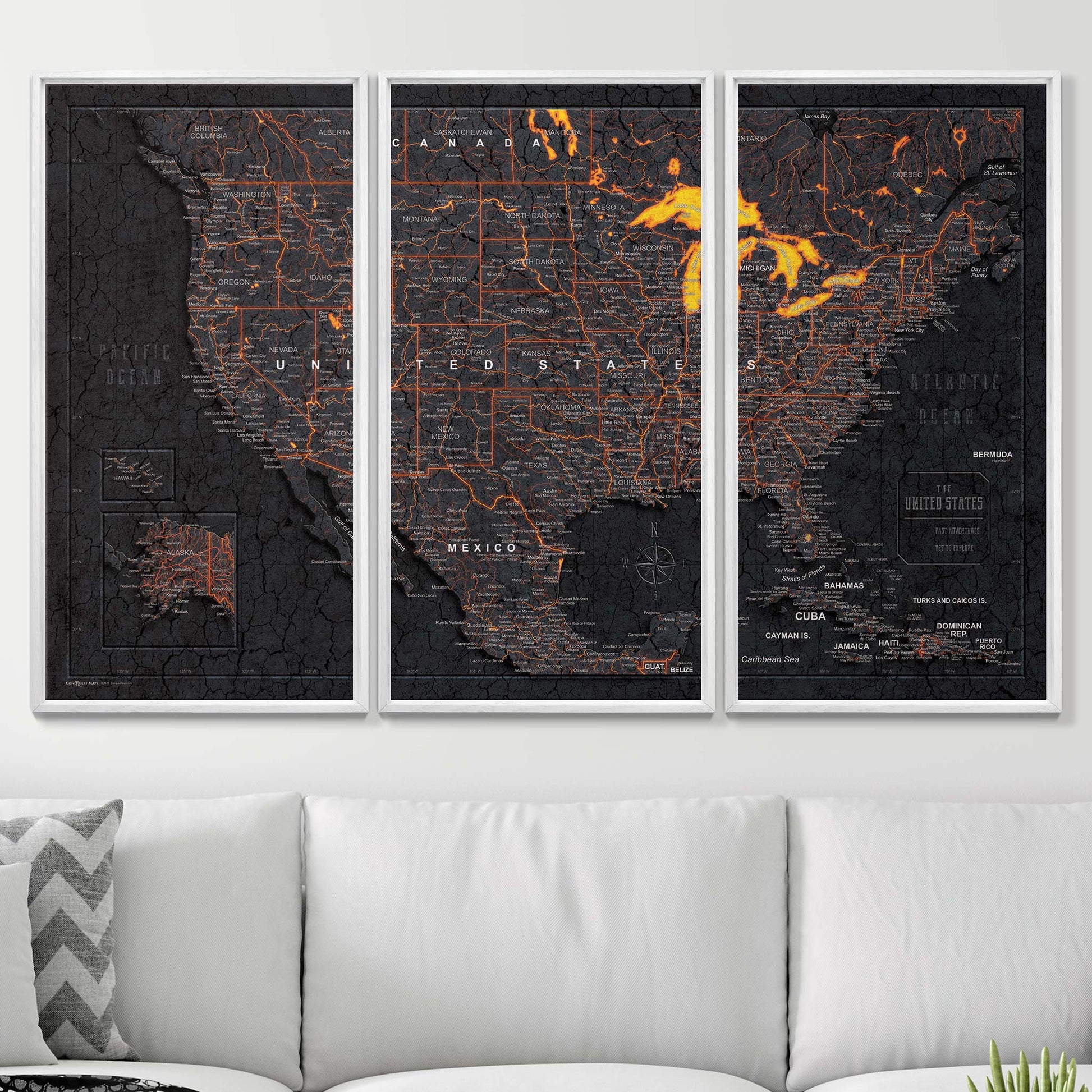 Push Pin USA Map Pin Board - Obsidian Inferno - Pins Included! - Wander Together Outfitters