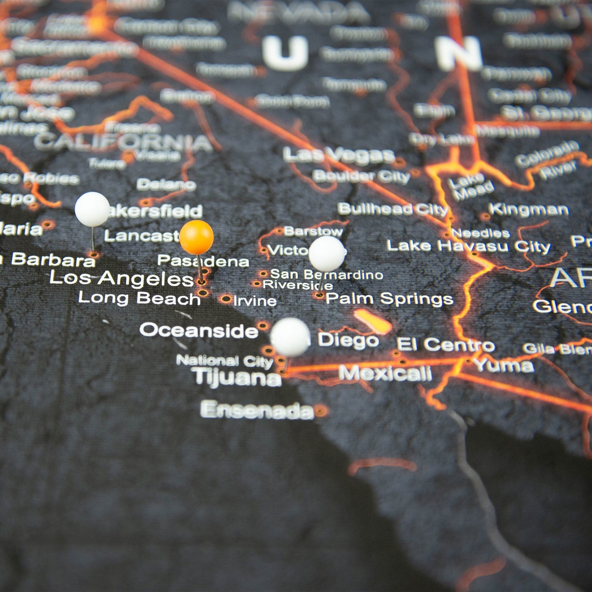 Push Pin USA Map Pin Board - Obsidian Inferno - Pins Included! - Wander Together Outfitters