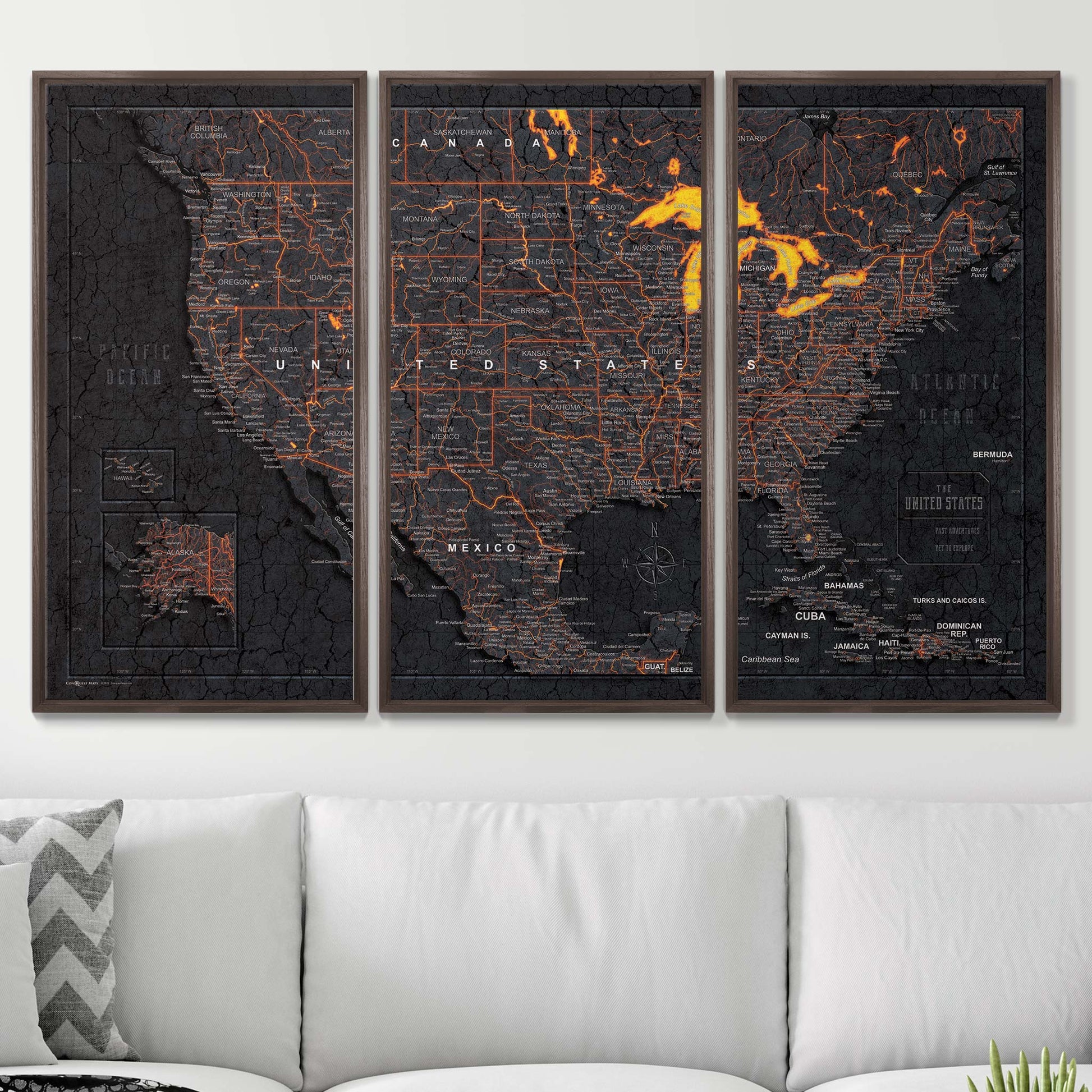 Push Pin USA Map Pin Board - Obsidian Inferno - Pins Included! - Wander Together Outfitters