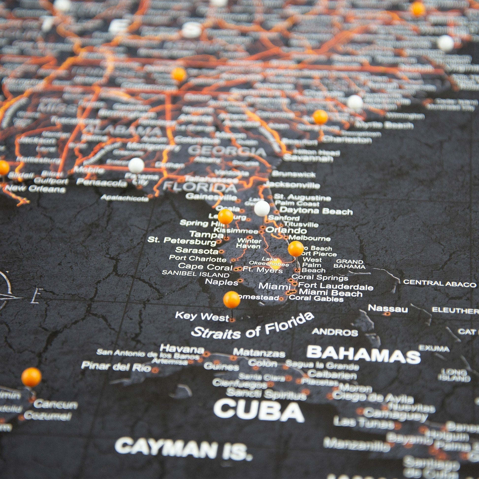 Push Pin USA Map Pin Board - Obsidian Inferno - Pins Included! - Wander Together Outfitters