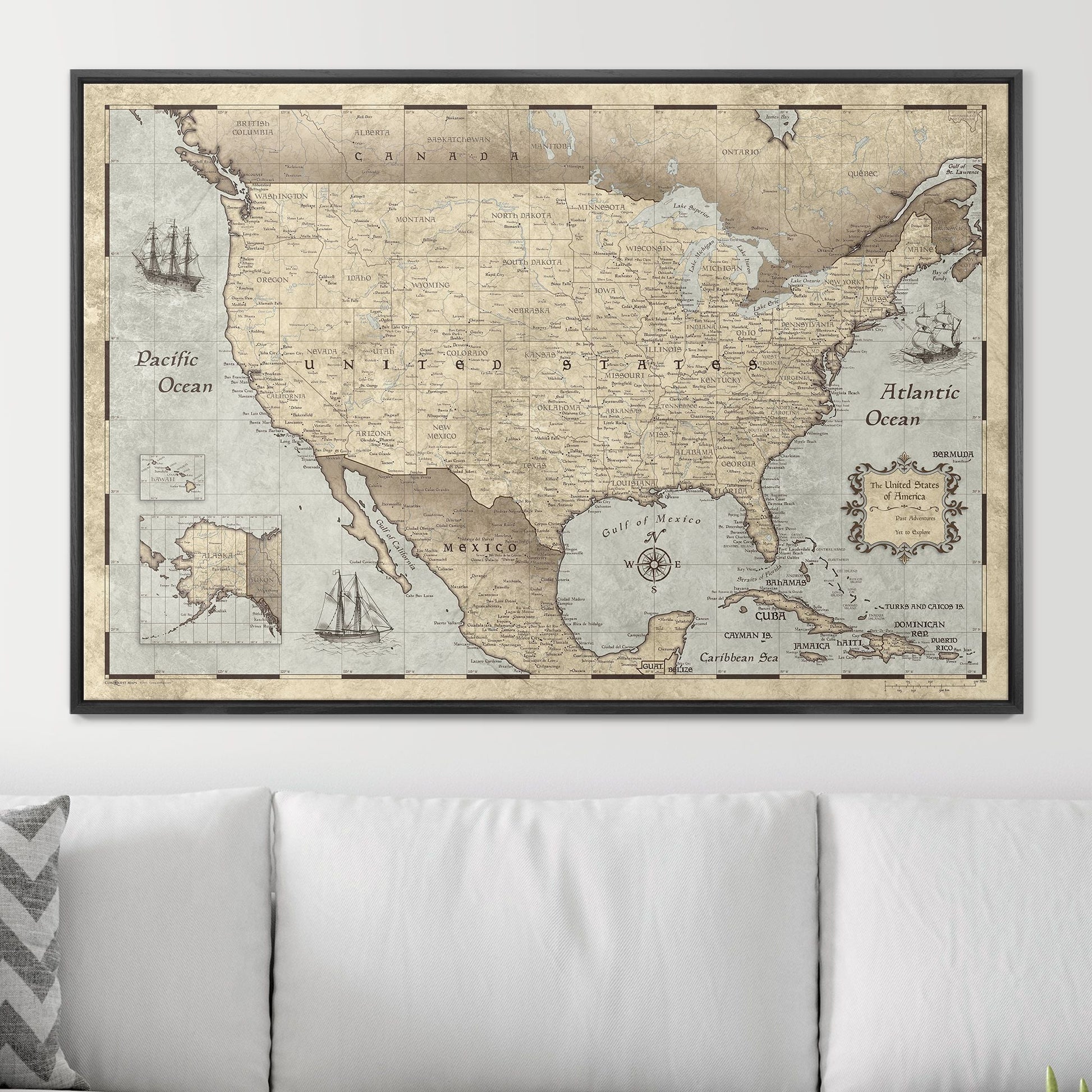 Push Pin USA Pin Board Map - Rustic Vintage - Pins Included! - Wander Together Outfitters