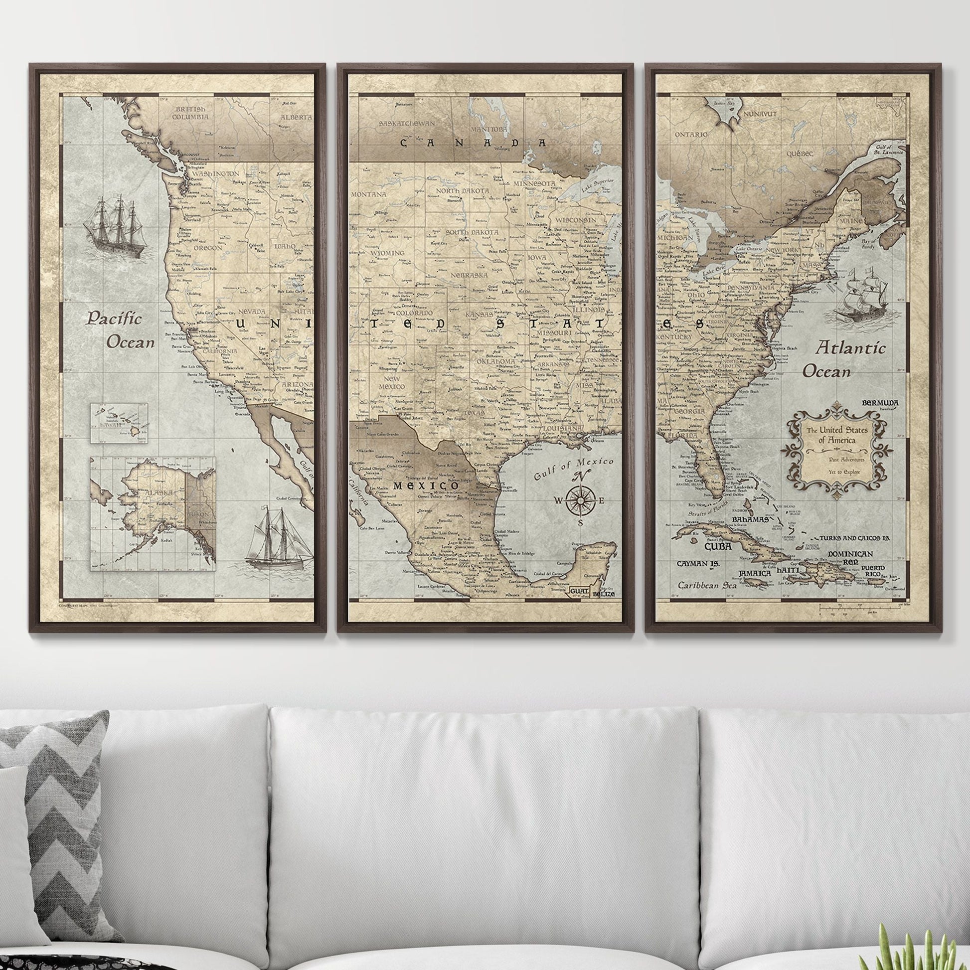 Push Pin USA Pin Board Map - Rustic Vintage - Pins Included! - Wander Together Outfitters