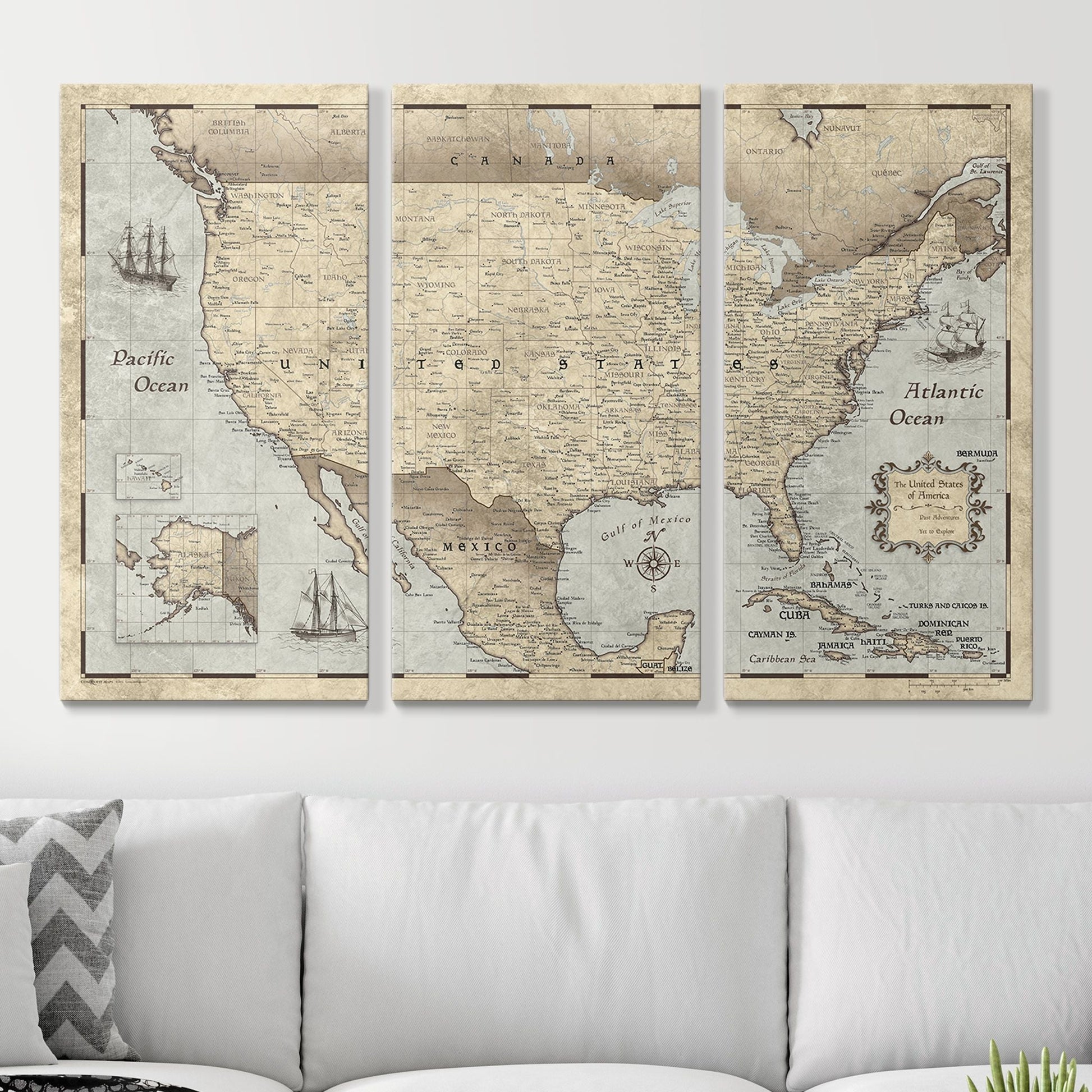 Push Pin USA Pin Board Map - Rustic Vintage - Pins Included! - Wander Together Outfitters