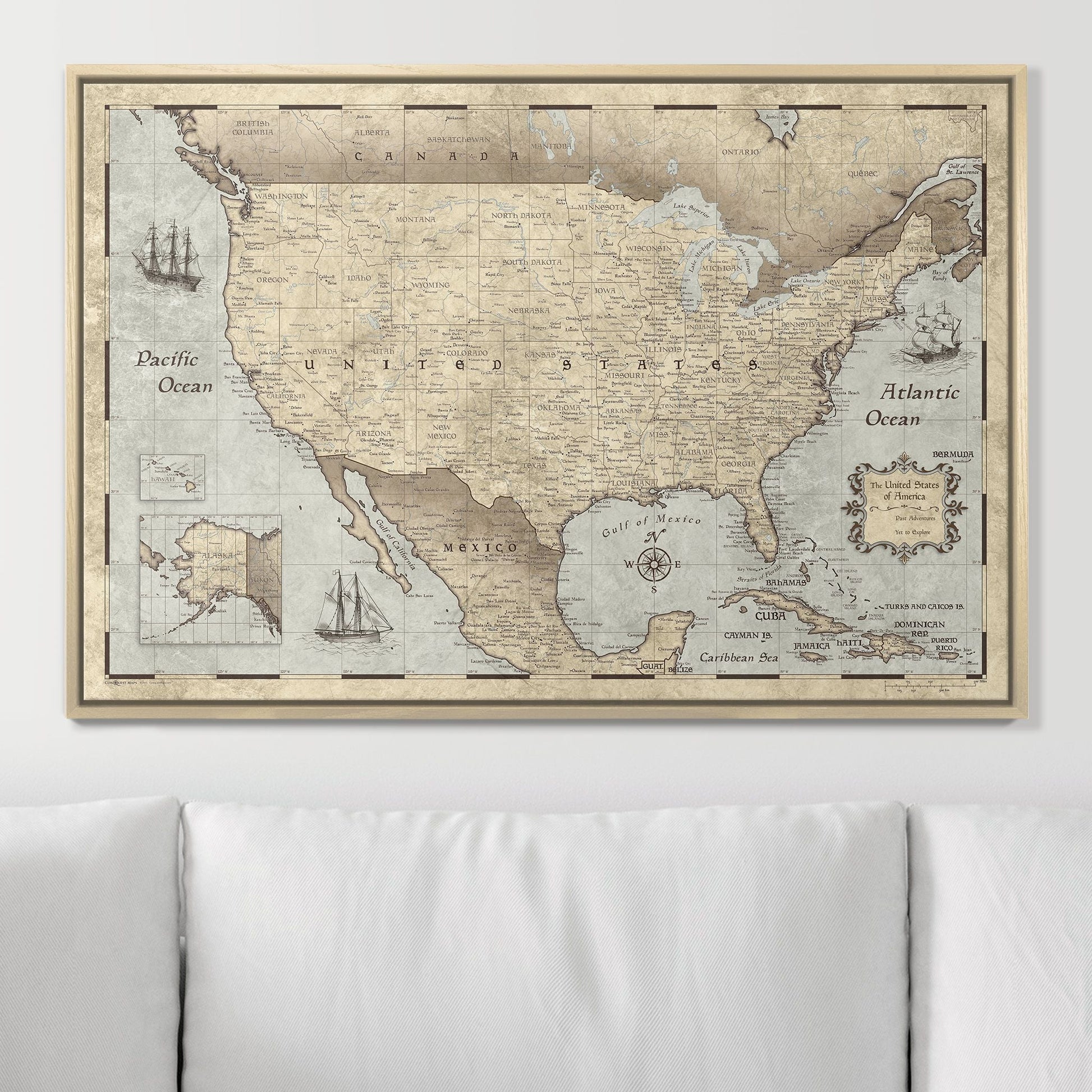Push Pin USA Pin Board Map - Rustic Vintage - Pins Included! - Wander Together Outfitters