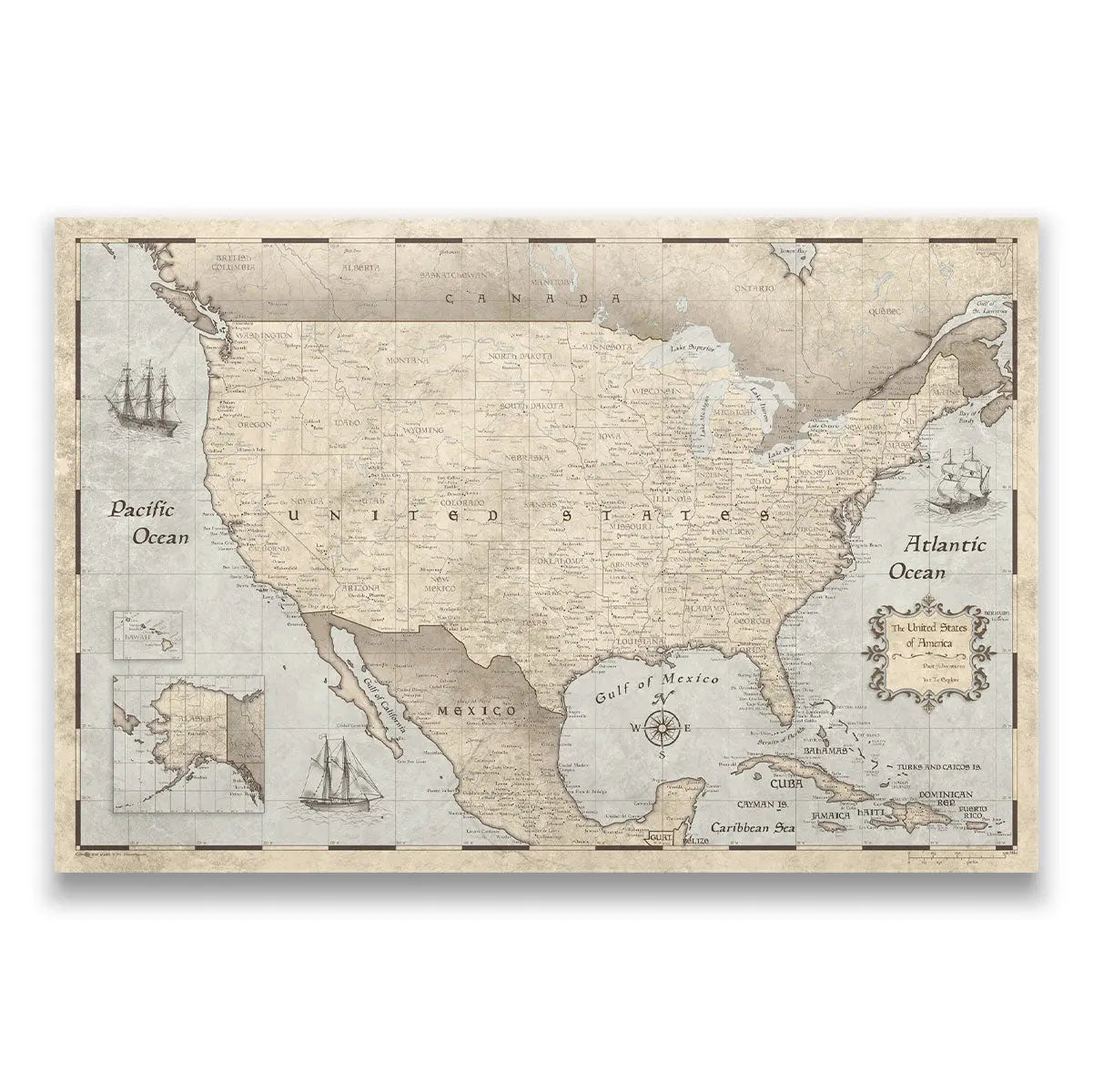 Push Pin USA Pin Board Map - Rustic Vintage - Pins Included! - Wander Together Outfitters