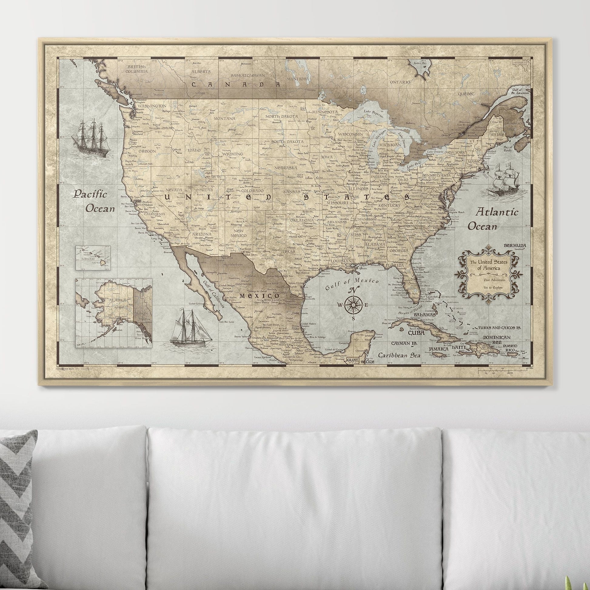 Push Pin USA Pin Board Map - Rustic Vintage - Pins Included! - Wander Together Outfitters