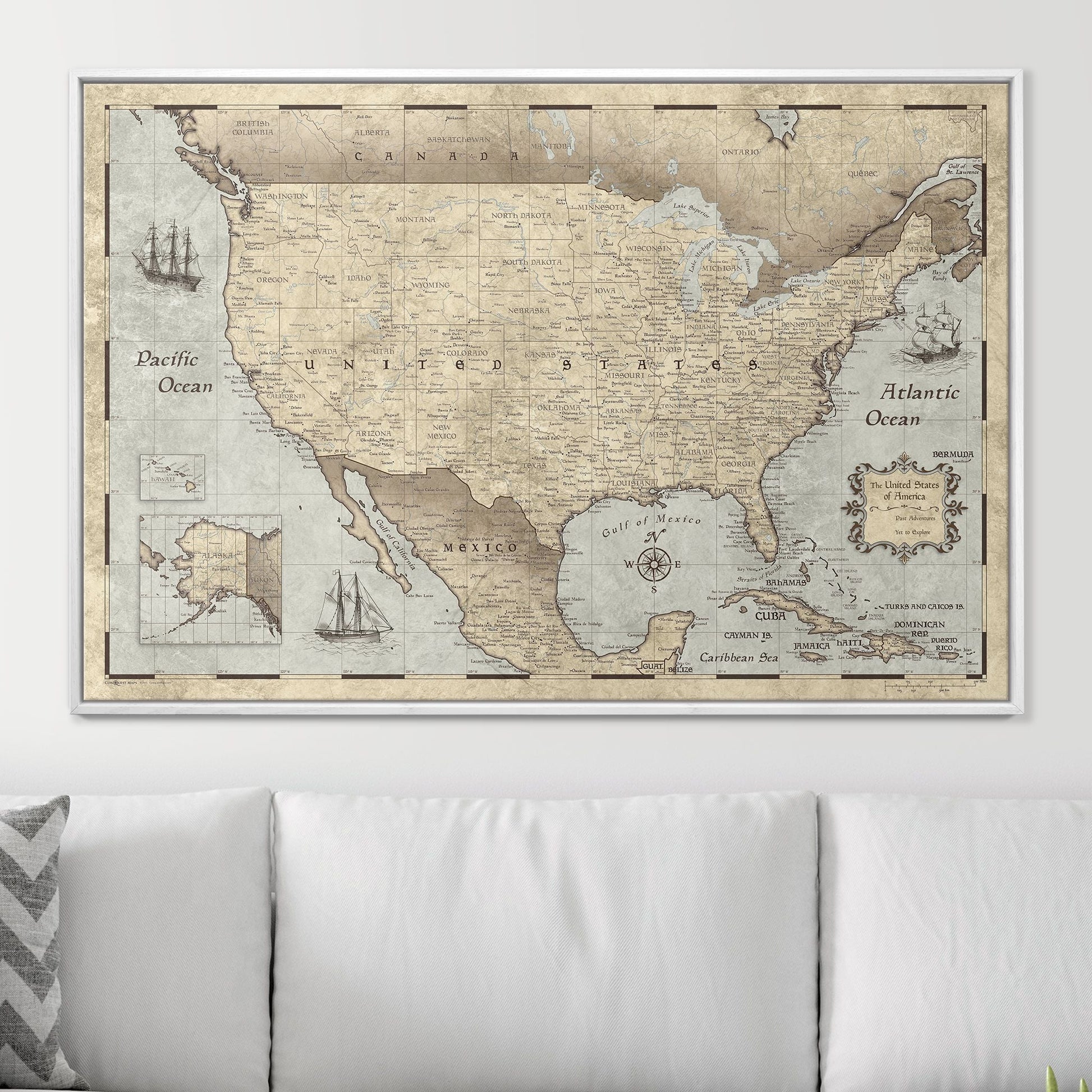 Push Pin USA Pin Board Map - Rustic Vintage - Pins Included! - Wander Together Outfitters