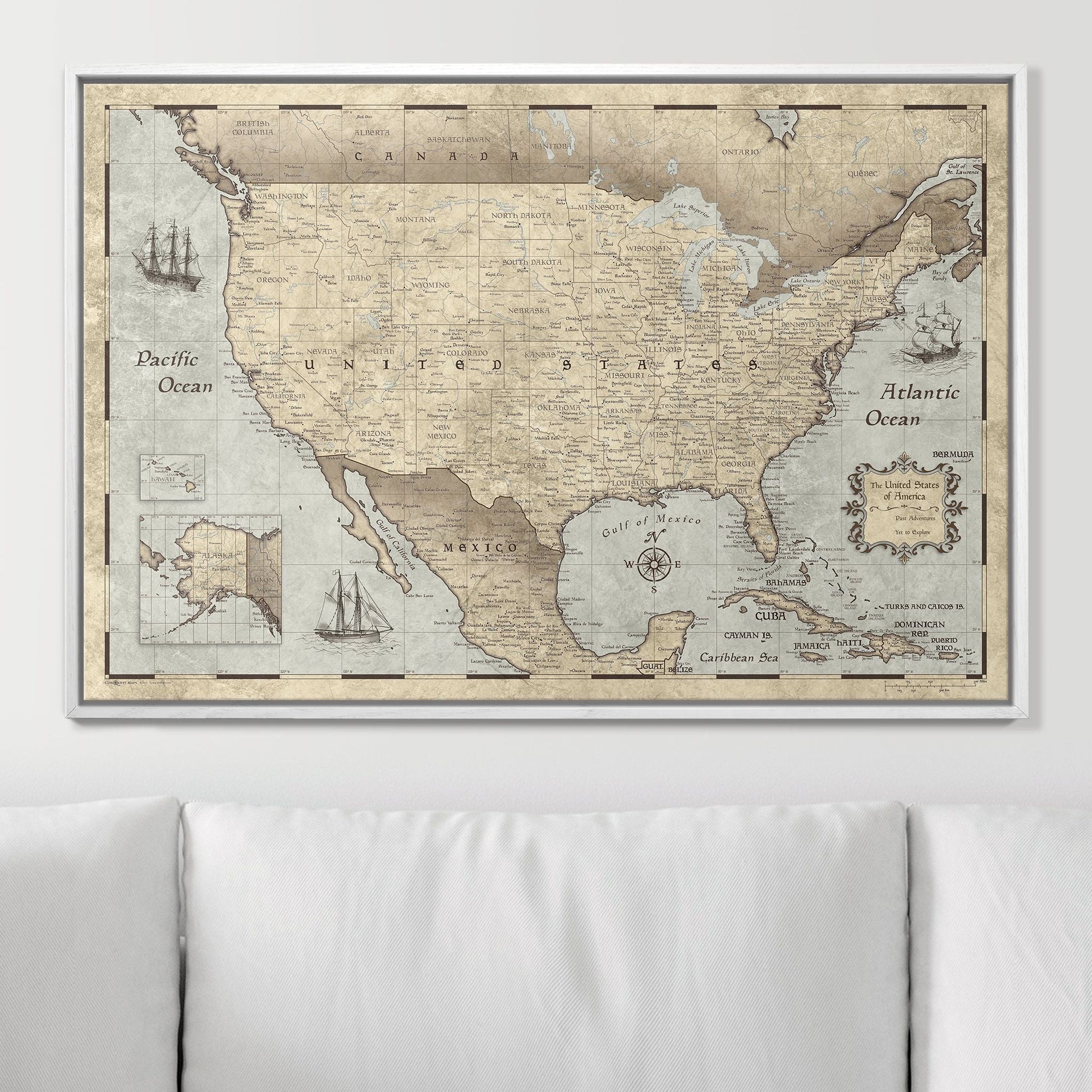 Push Pin USA Pin Board Map - Rustic Vintage - Pins Included! - Wander Together Outfitters