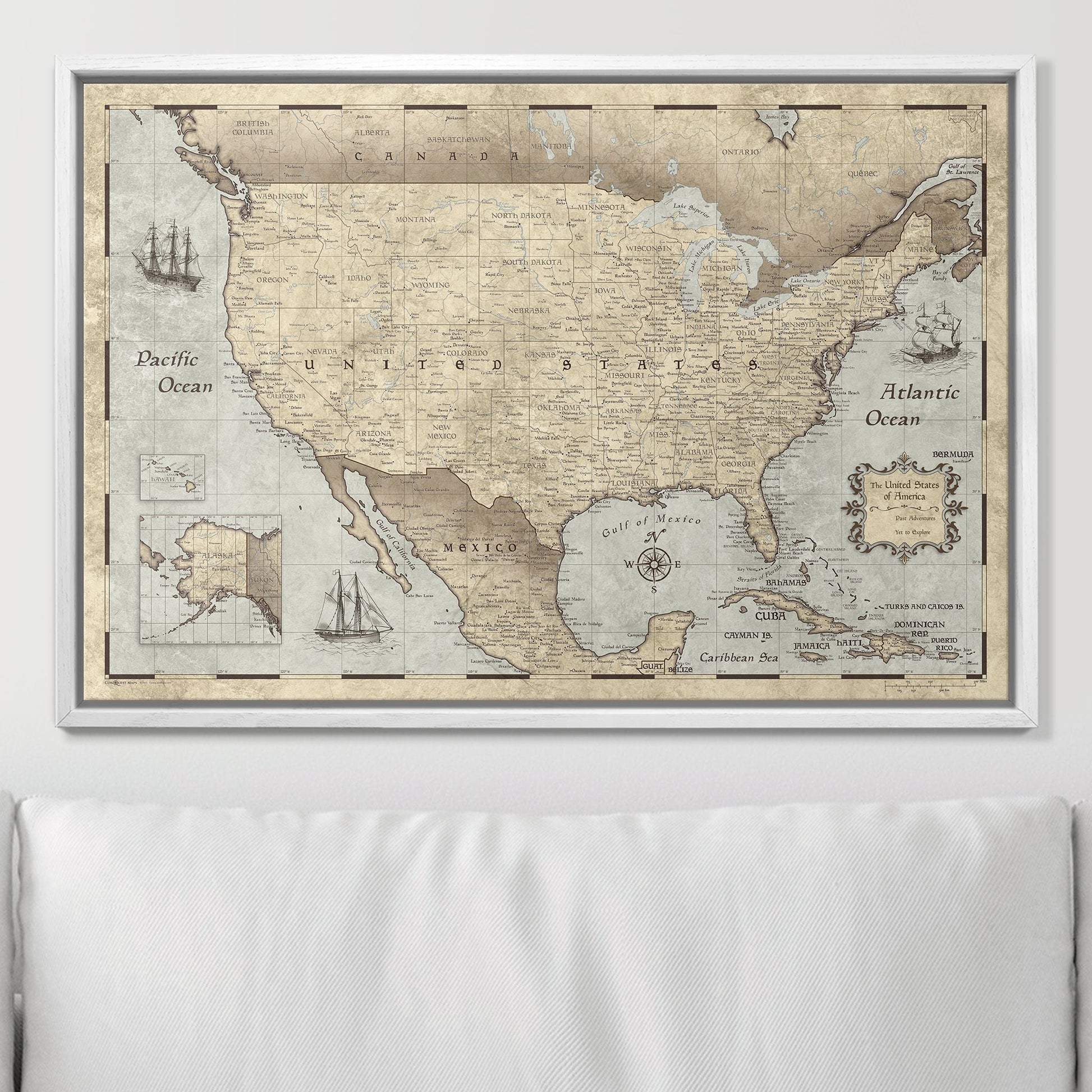 Push Pin USA Pin Board Map - Rustic Vintage - Pins Included! - Wander Together Outfitters