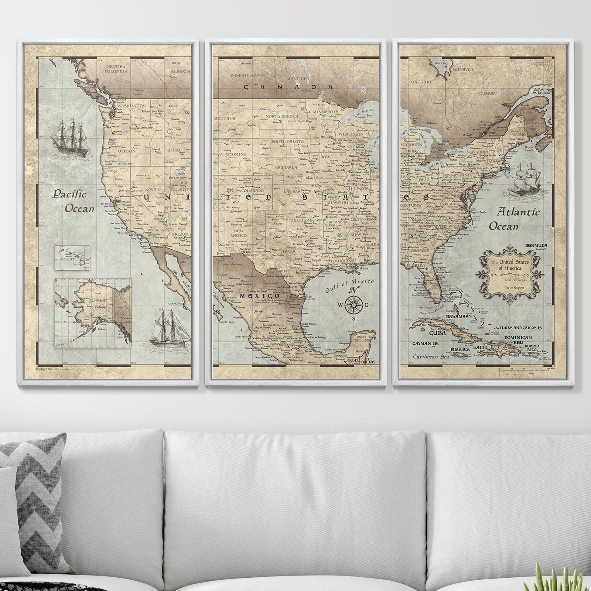 Push Pin USA Pin Board Map - Rustic Vintage - Pins Included! - Wander Together Outfitters