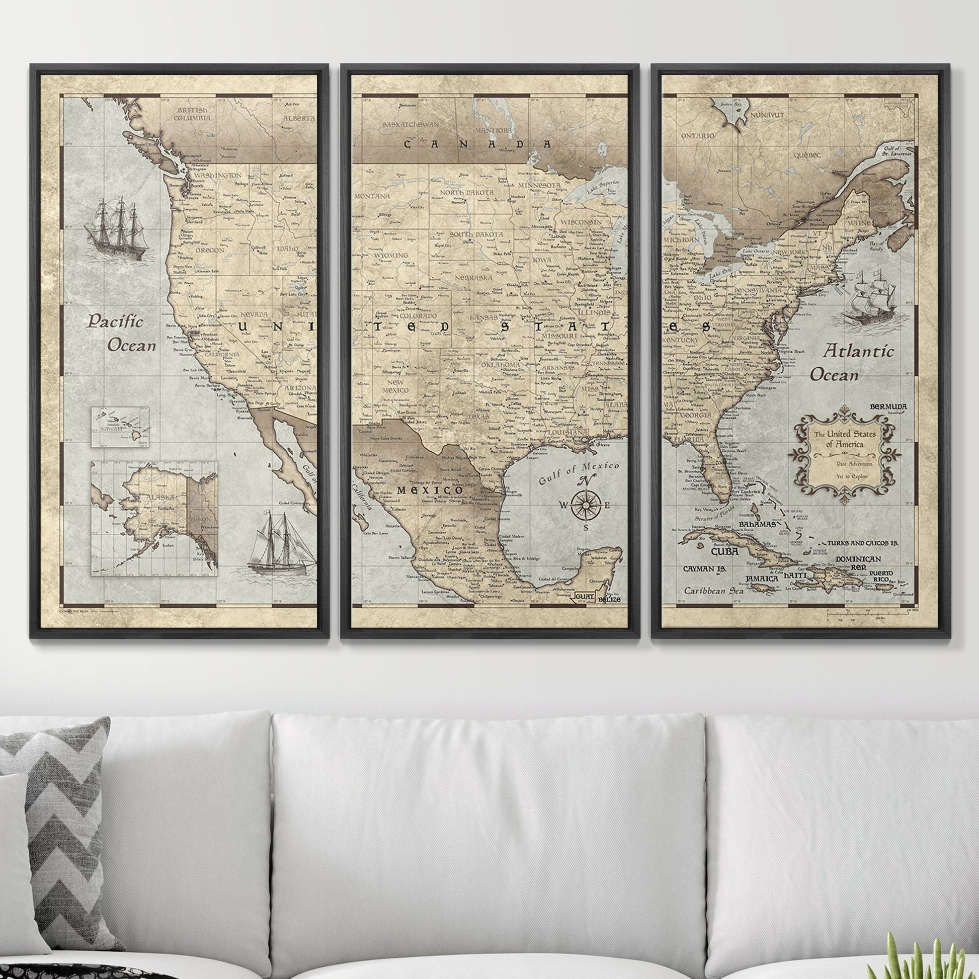 Push Pin USA Pin Board Map - Rustic Vintage - Pins Included! - Wander Together Outfitters