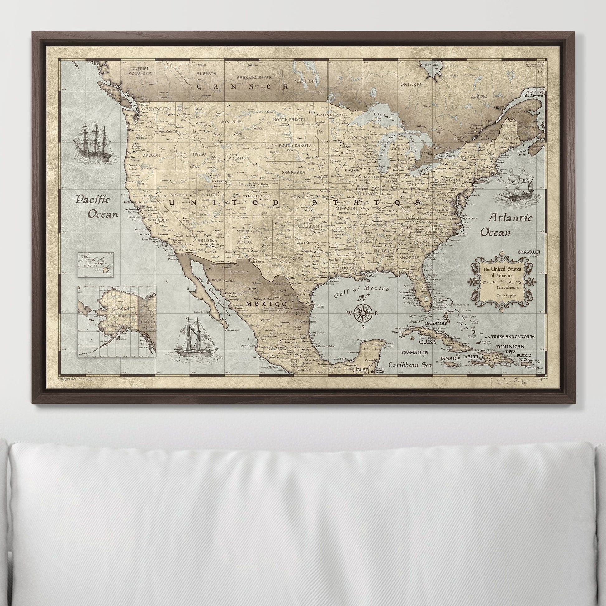 Push Pin USA Pin Board Map - Rustic Vintage - Pins Included! - Wander Together Outfitters