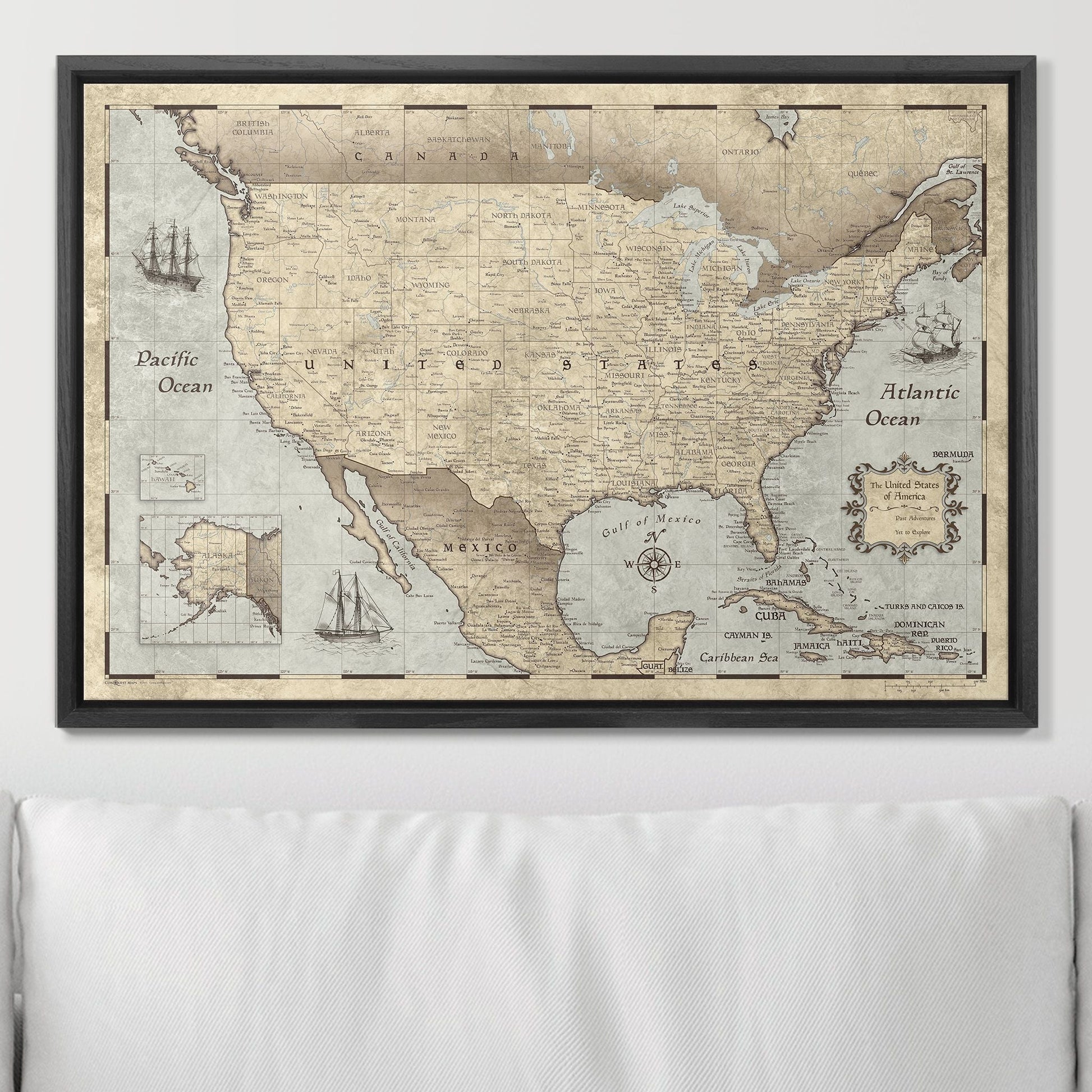 Push Pin USA Pin Board Map - Rustic Vintage - Pins Included! - Wander Together Outfitters