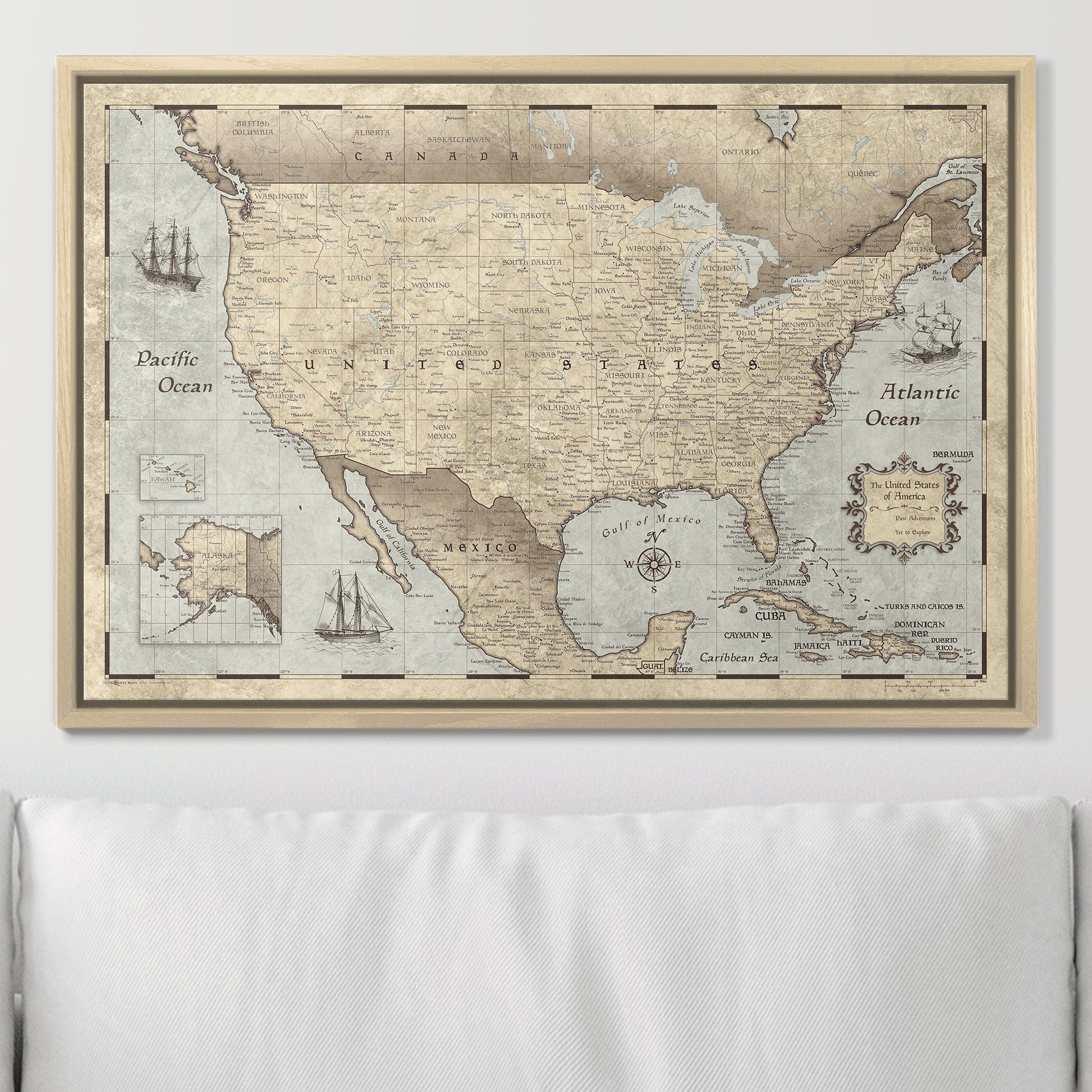 Push Pin USA Pin Board Map - Rustic Vintage - Pins Included! - Wander Together Outfitters