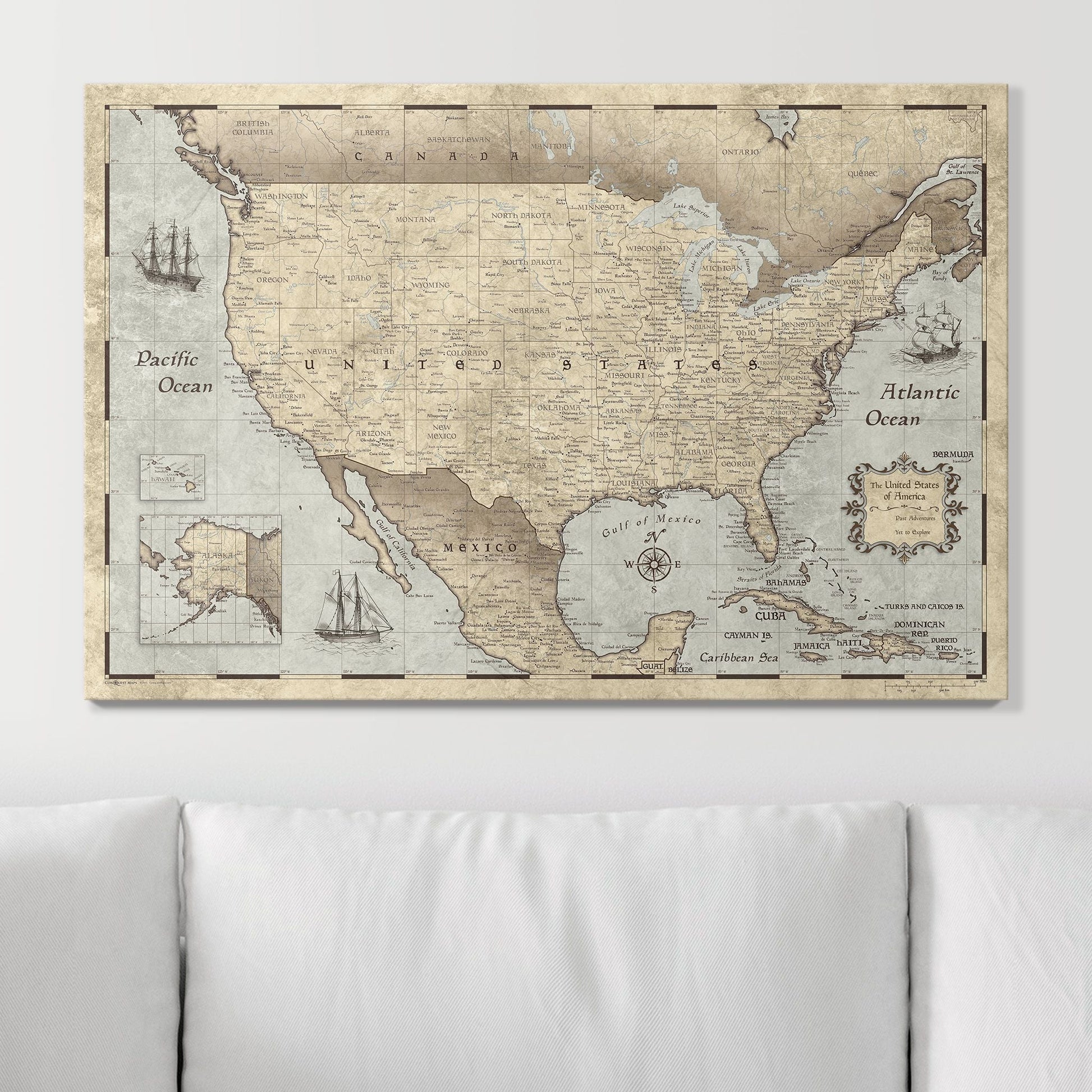 Push Pin USA Pin Board Map - Rustic Vintage - Pins Included! - Wander Together Outfitters