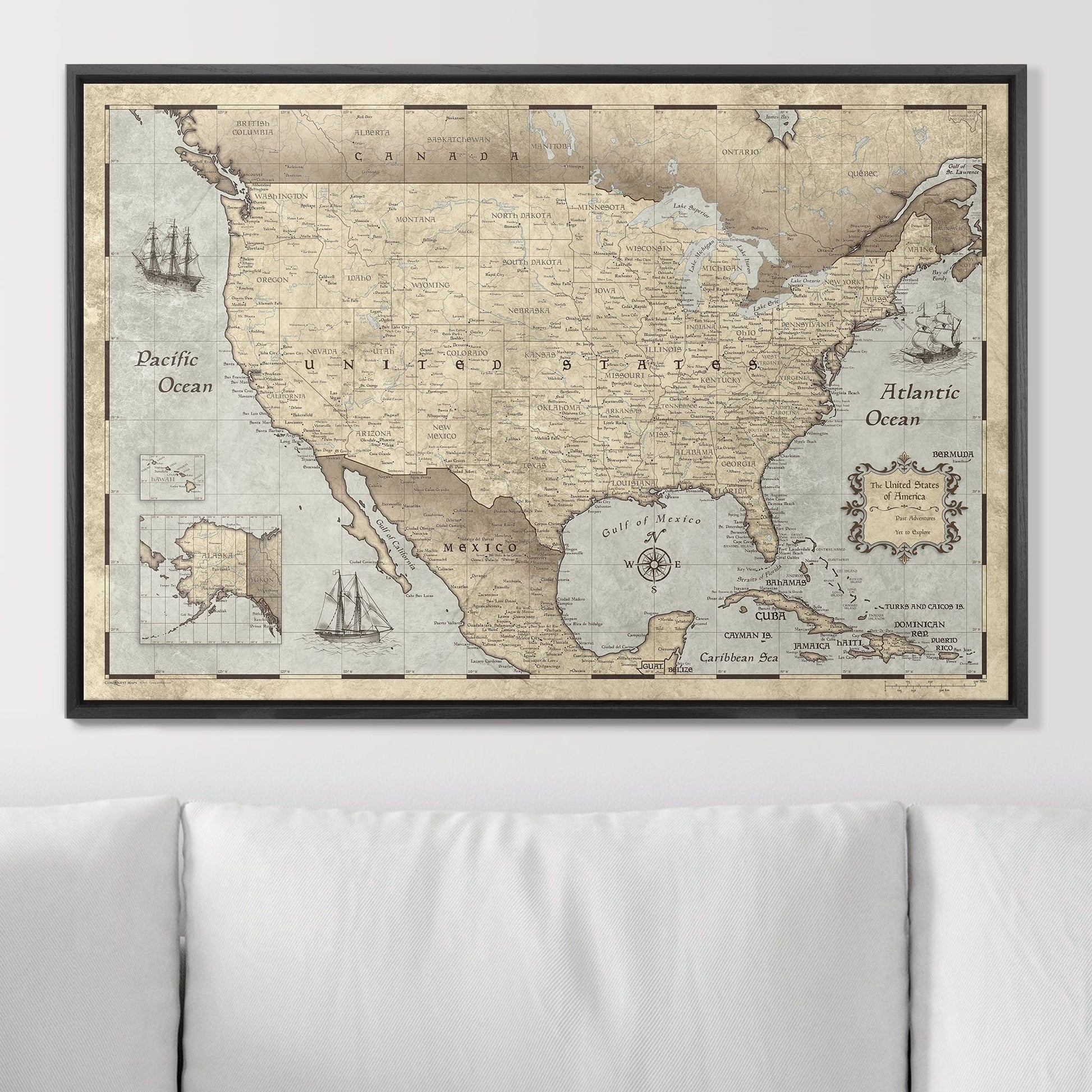 Push Pin USA Pin Board Map - Rustic Vintage - Pins Included! - Wander Together Outfitters