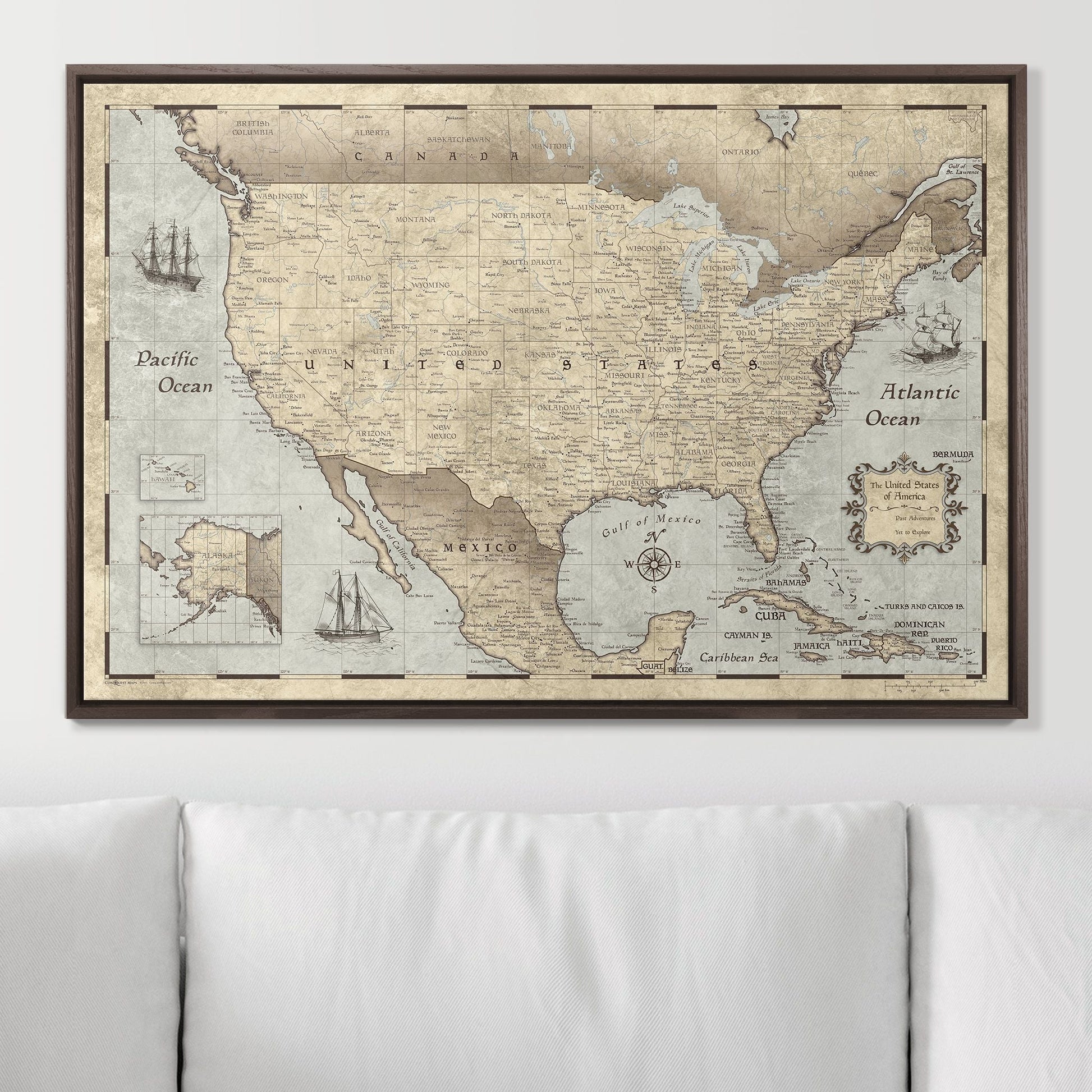 Push Pin USA Pin Board Map - Rustic Vintage - Pins Included! - Wander Together Outfitters