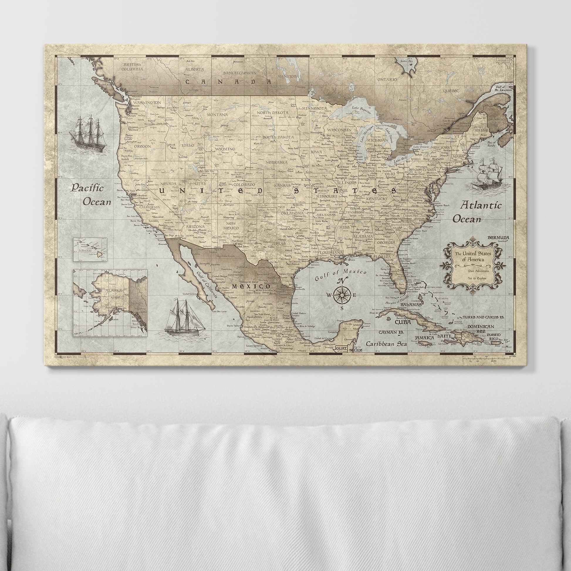 Push Pin USA Pin Board Map - Rustic Vintage - Pins Included! - Wander Together Outfitters