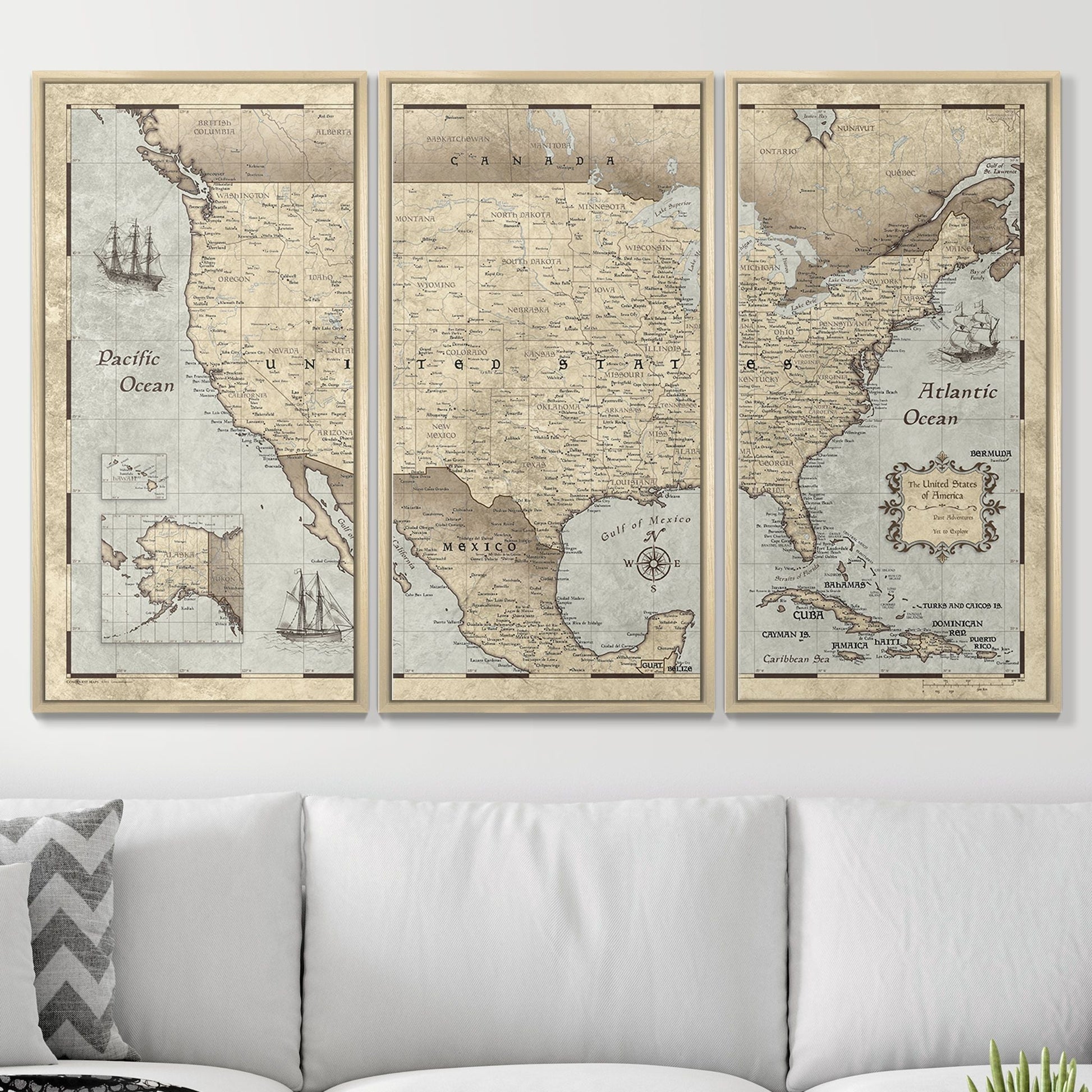 Push Pin USA Pin Board Map - Rustic Vintage - Pins Included! - Wander Together Outfitters