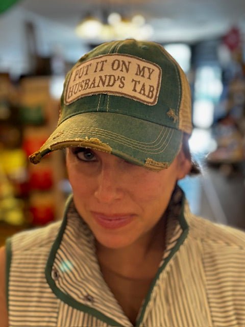 “Put It On My Husband's Tab” Distressed Hat - Wander Together Outfitters