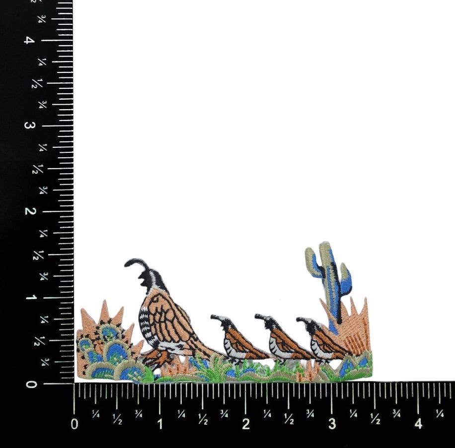 Quail Family Embroidered Iron On Patch - Wander Together Outfitters
