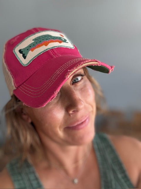 Rainbow Trout Distressed Snapback Cap (Various Colors) - Wander Together Outfitters