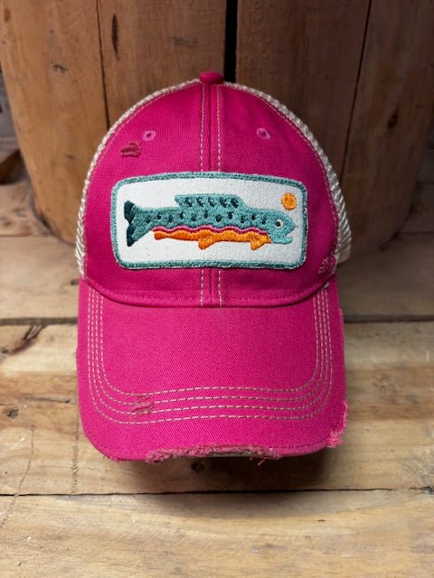 Rainbow Trout Distressed Snapback Cap (Various Colors) - Wander Together Outfitters