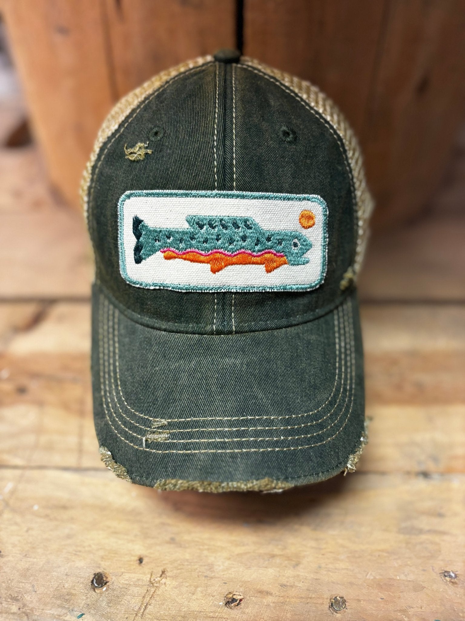 Rainbow Trout Distressed Snapback Cap (Various Colors) - Wander Together Outfitters
