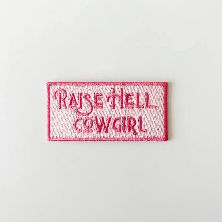 "Raise Hell Cowgirl" Embroidered Iron On Patch (Black Or Pink) - Wander Together Outfitters