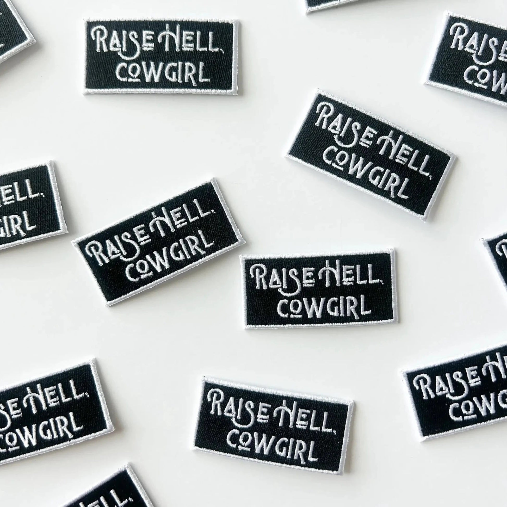 "Raise Hell Cowgirl" Patch Embroidered Iron - On Patch (Black) - Wander Together Outfitters