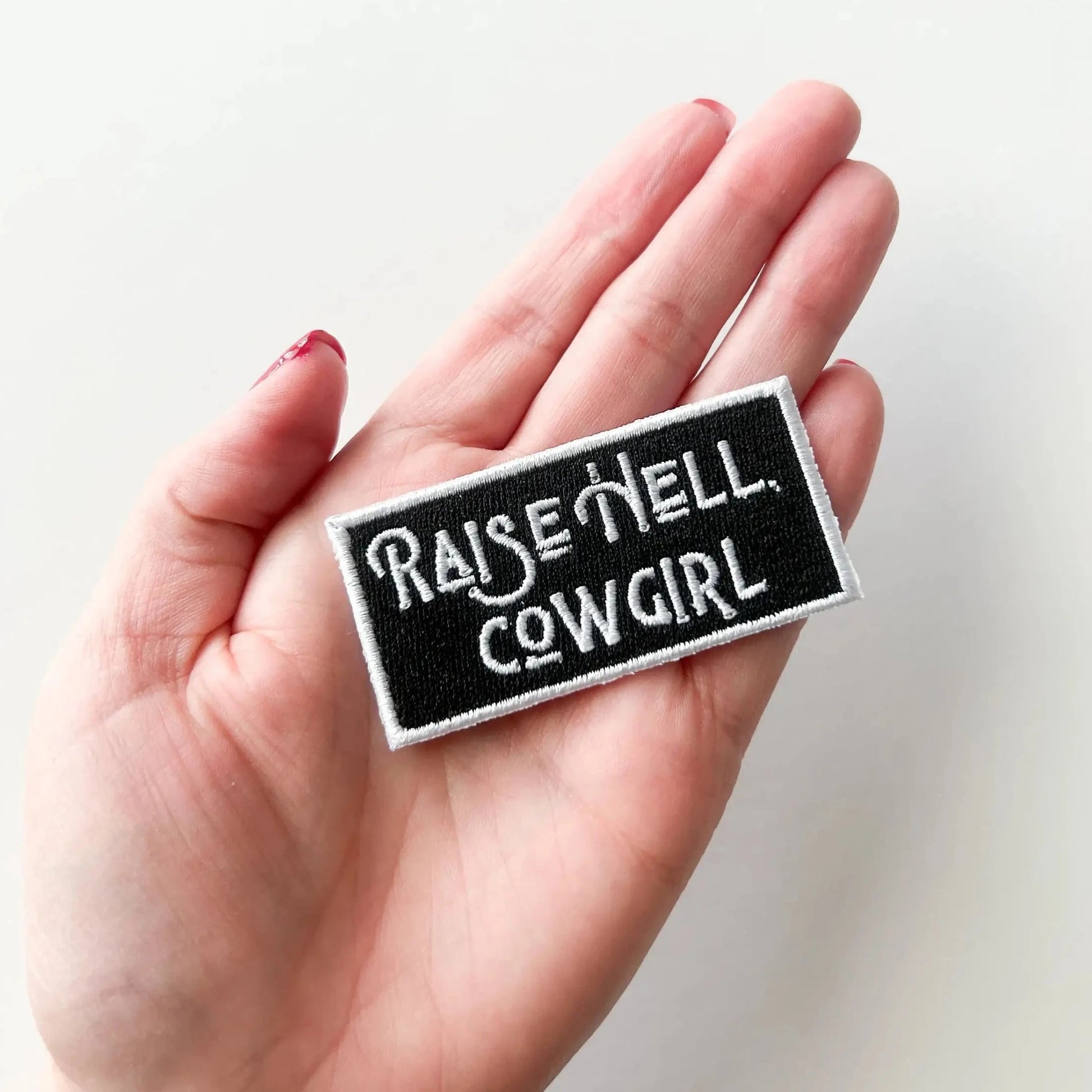 "Raise Hell Cowgirl" Patch Embroidered Iron - On Patch (Black) - Wander Together Outfitters