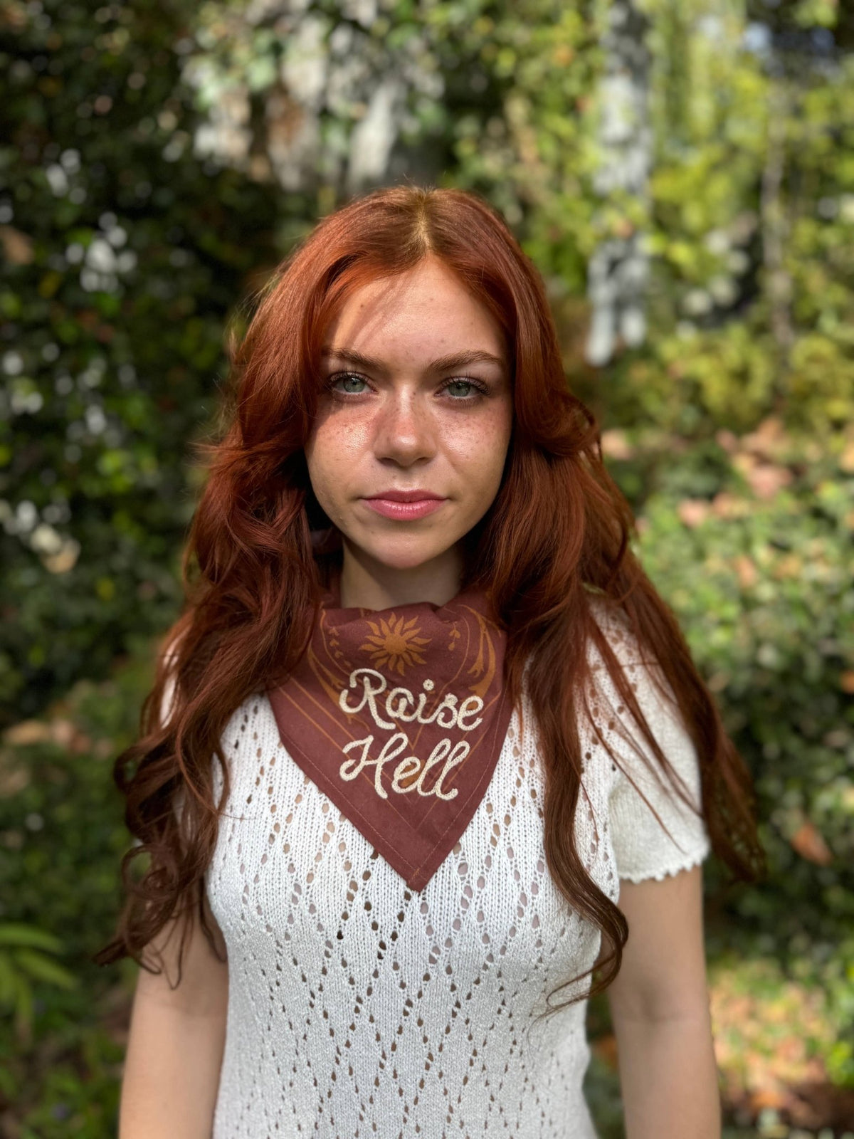"Raise Hell" Hand Embroidered Bandana - Wander Together Outfitters