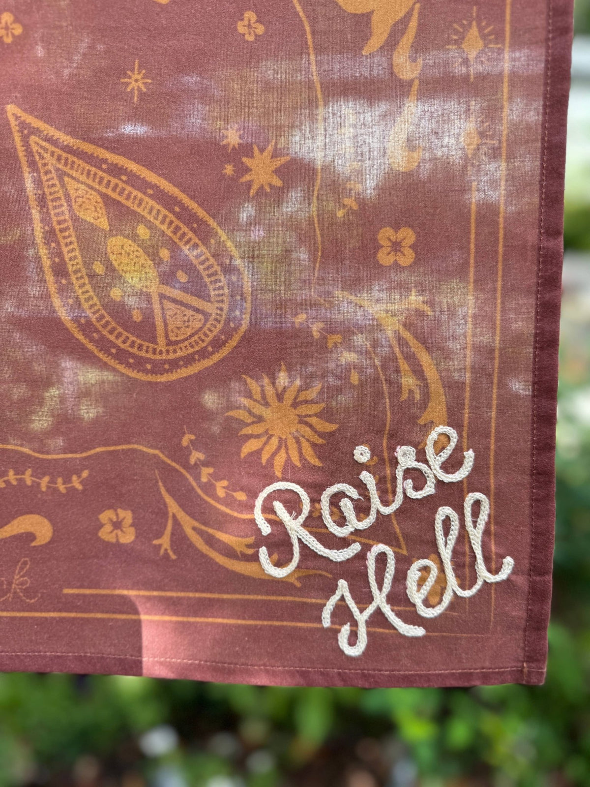 "Raise Hell" Hand Embroidered Bandana - Wander Together Outfitters