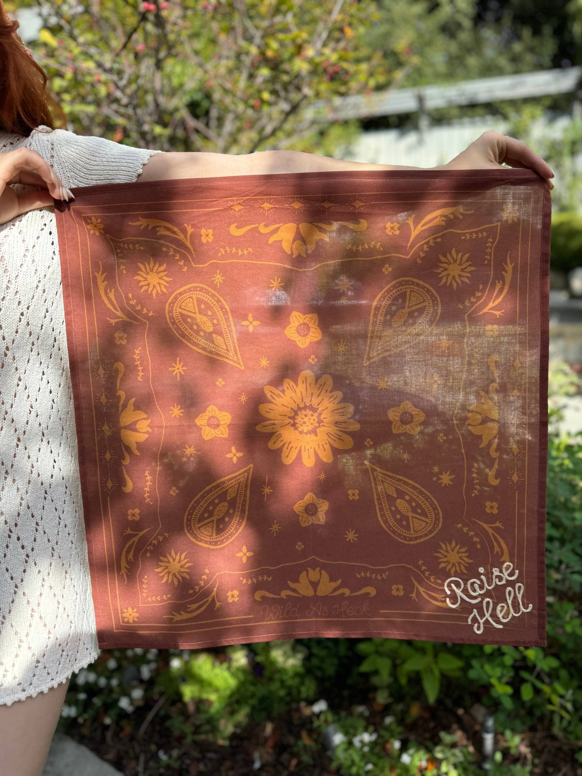 "Raise Hell" Hand Embroidered Bandana - Wander Together Outfitters