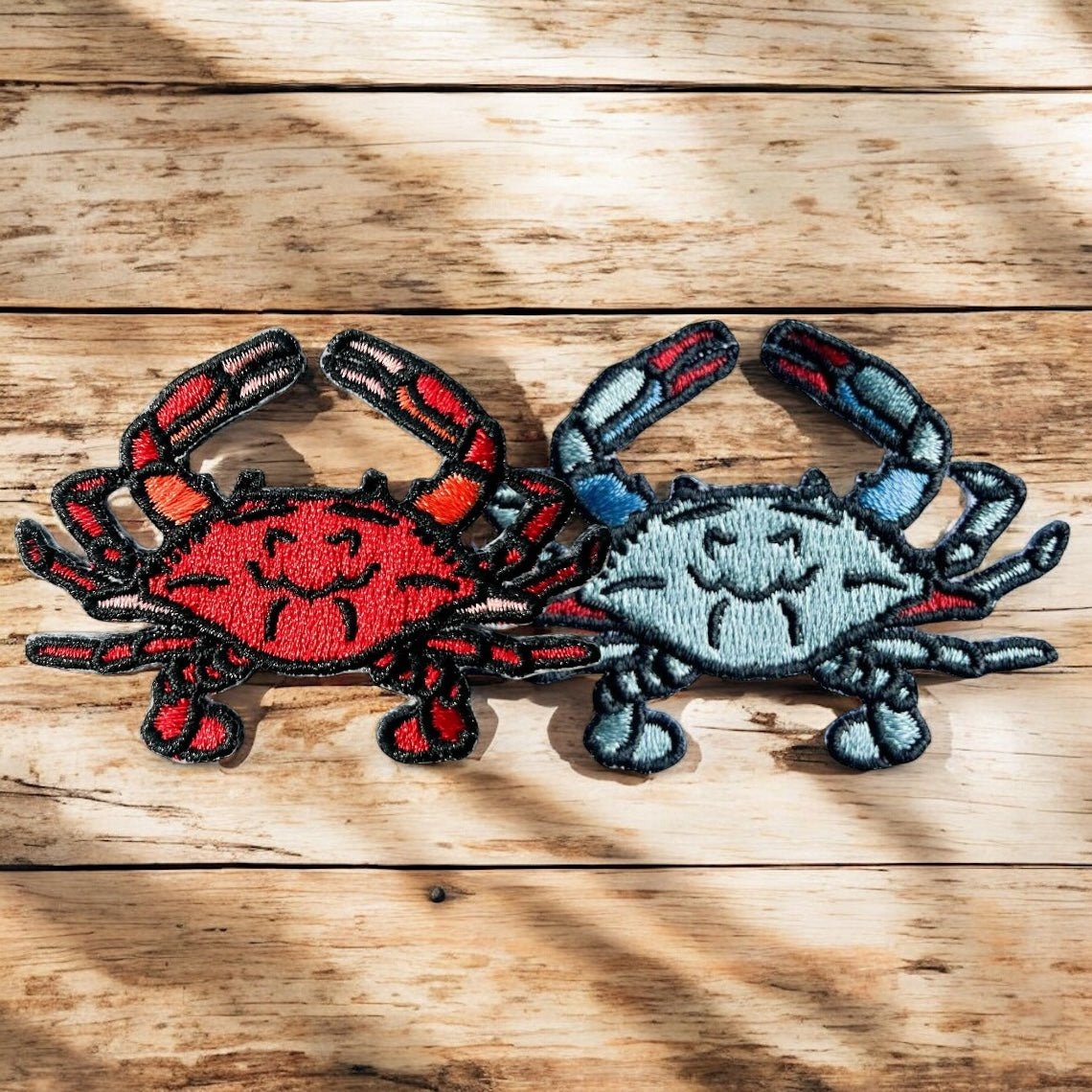 Red or Blue Crab Iron On Sew On Embroidered Patch - Wander Together Outfitters