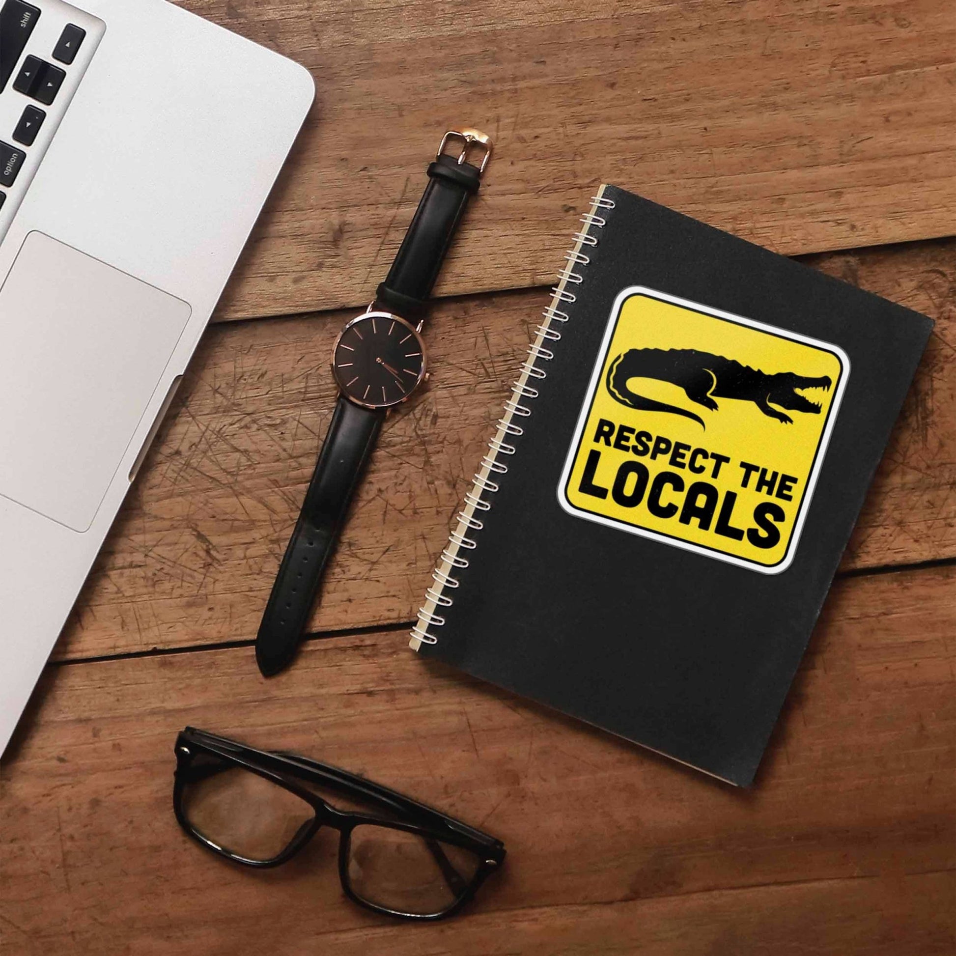 "Respect the Locals" Gator Sticker - Funny Alligator Vinyl Sticker Decal - Wander Together Outfitters