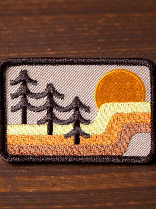 Retro Mountains Embroidered Iron On Patch - Wander Together Outfitters