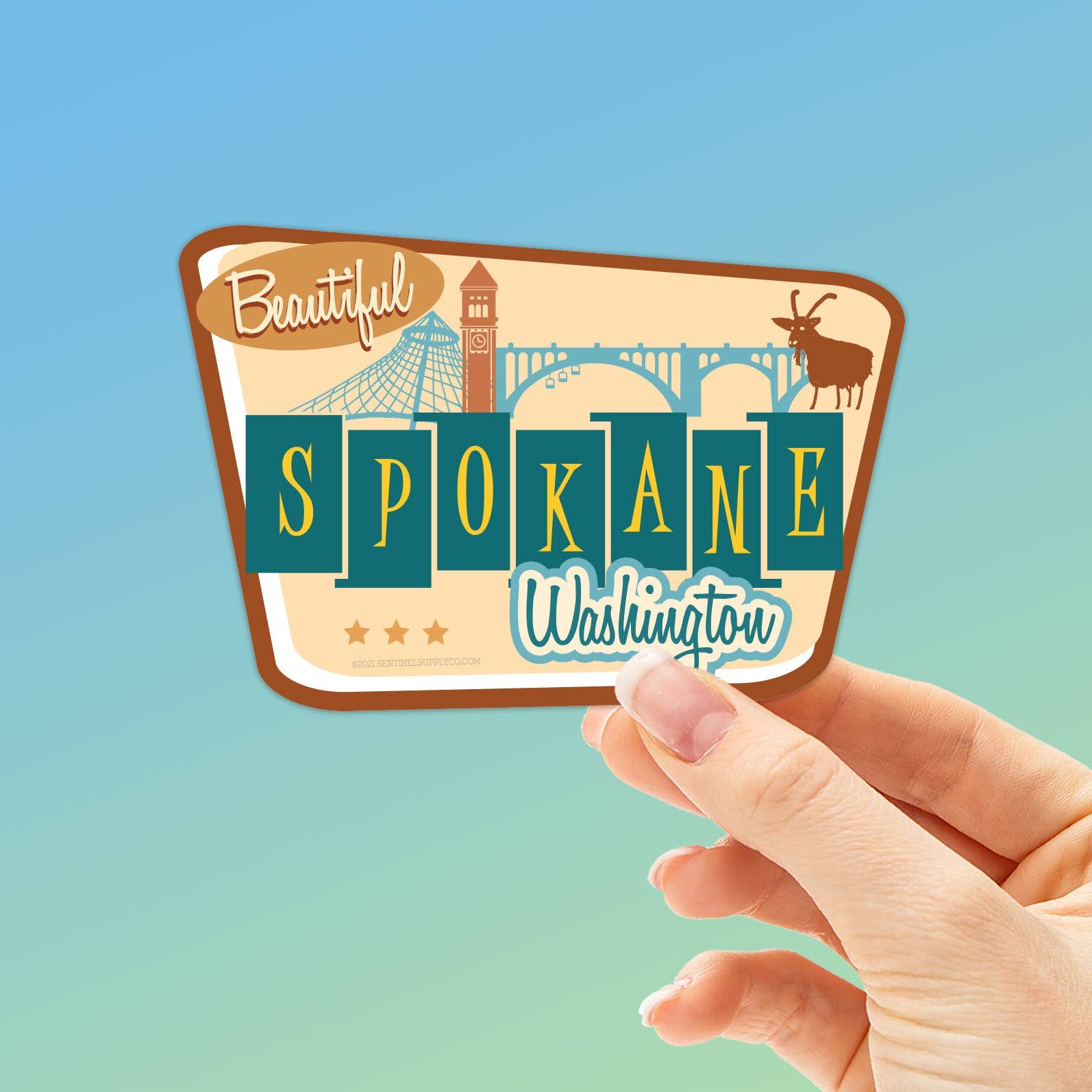 Retro Spokane Sticker, Eastern Washington Decal - Wander Together Outfitters