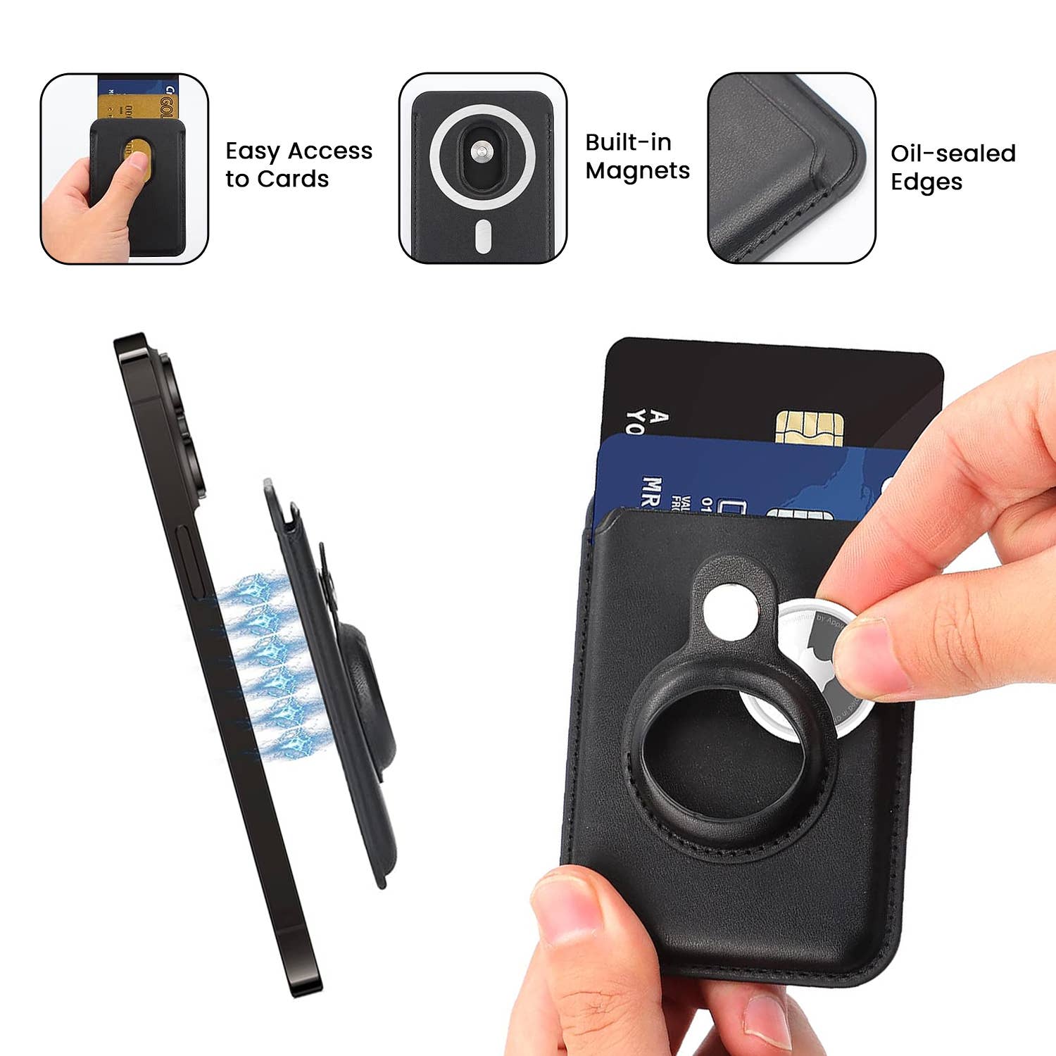 RFID Magnetic Card Wallet Holder With Built - In AirTag Pocket - Wander Together Outfitters