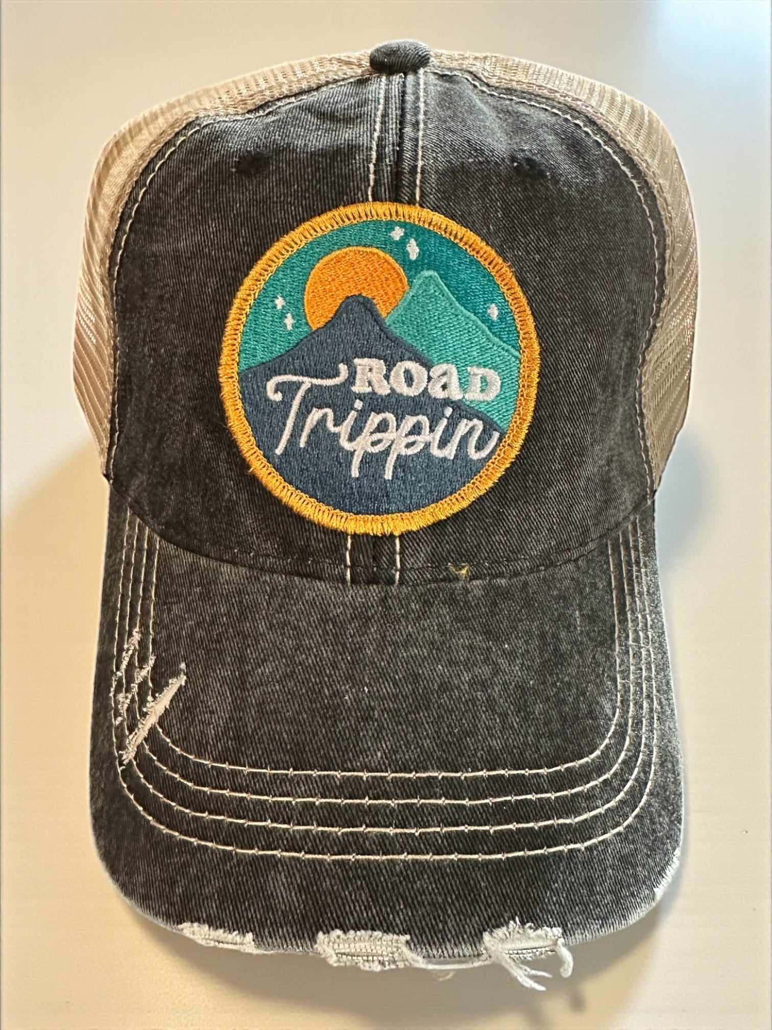 "Road Trippin" Distressed Unisex Cap (Black or Teal) - Wander Together Outfitters