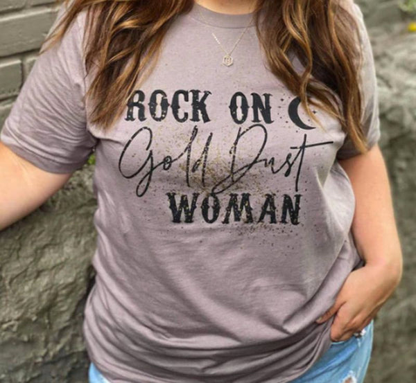 "Rock On Gold Dust Woman" Bleached T-shirt