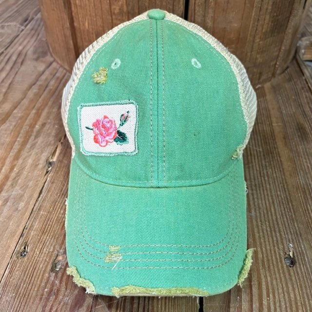 Rose on Mint Hat - Wander Together Outfitters