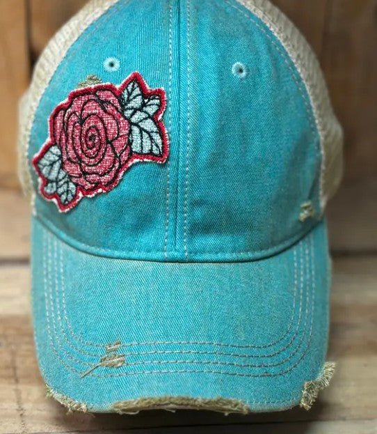 Rose Tattoo Distressed Vintage Hat - Wander Together Outfitters