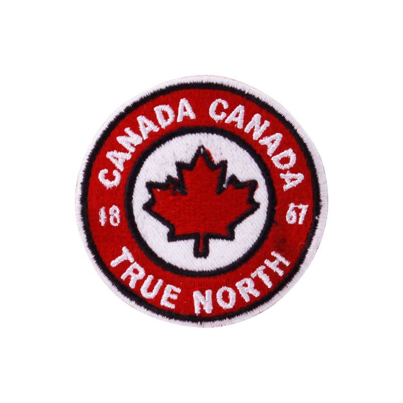 Round Canada Iron On Embroidered Patch - Wander Together Outfitters
