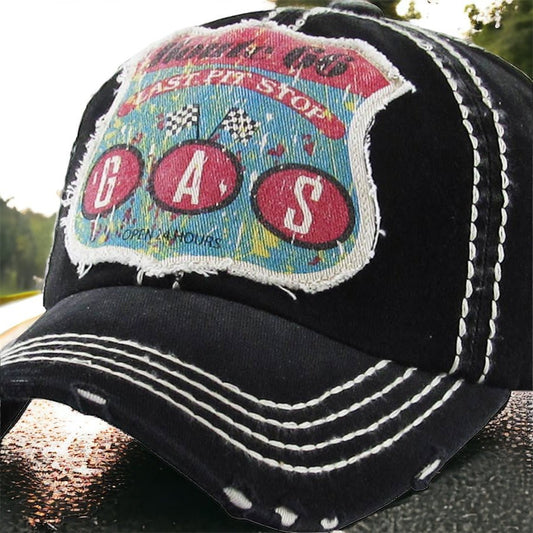 “Rt 66 Gas - Last Pit Stop” Perfect Road Trip Vintage Unisex Cap - Wander Together Outfitters