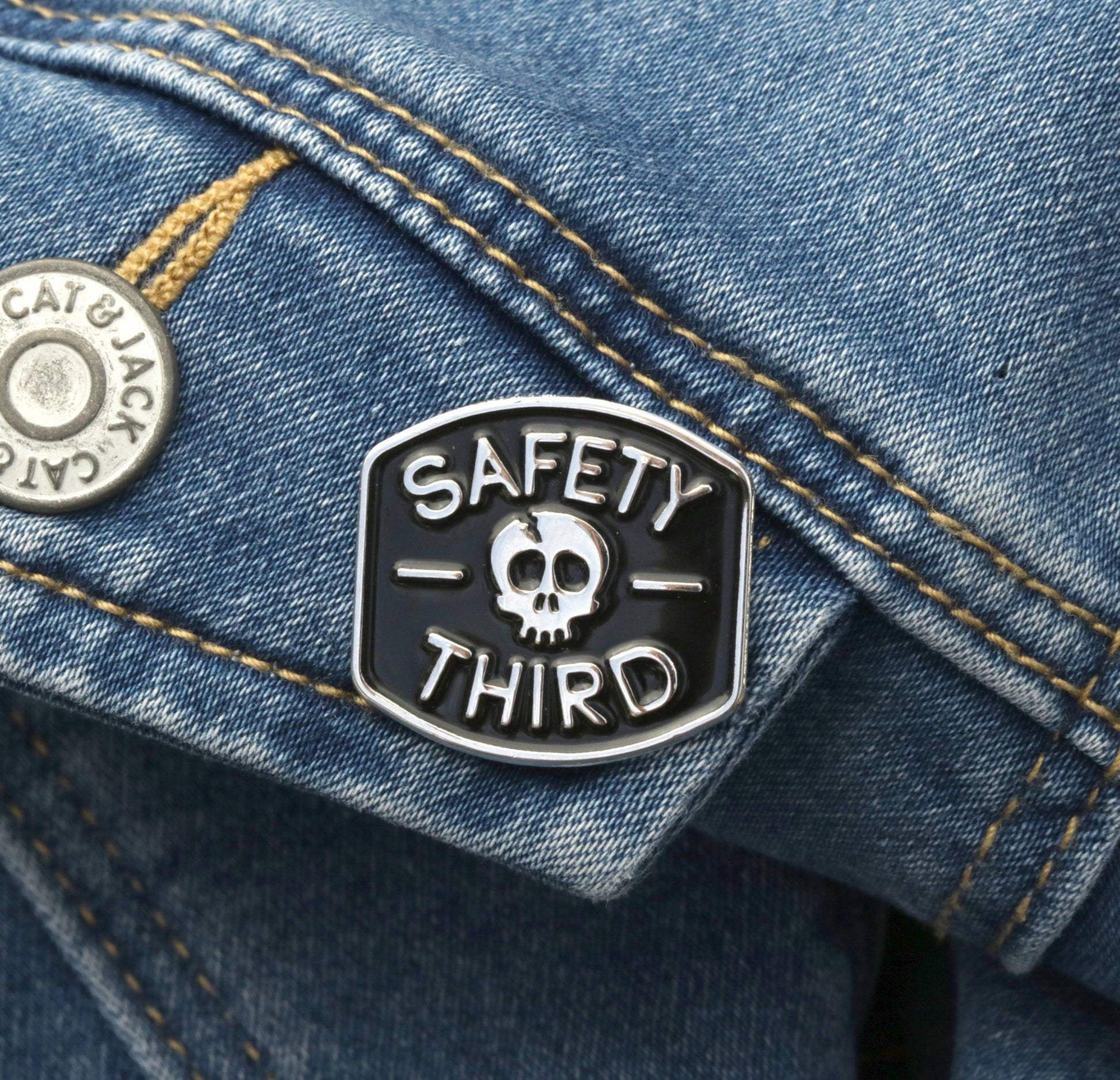 “Safety Third” Collectible Enamel Lapel Pin - Wander Together Outfitters