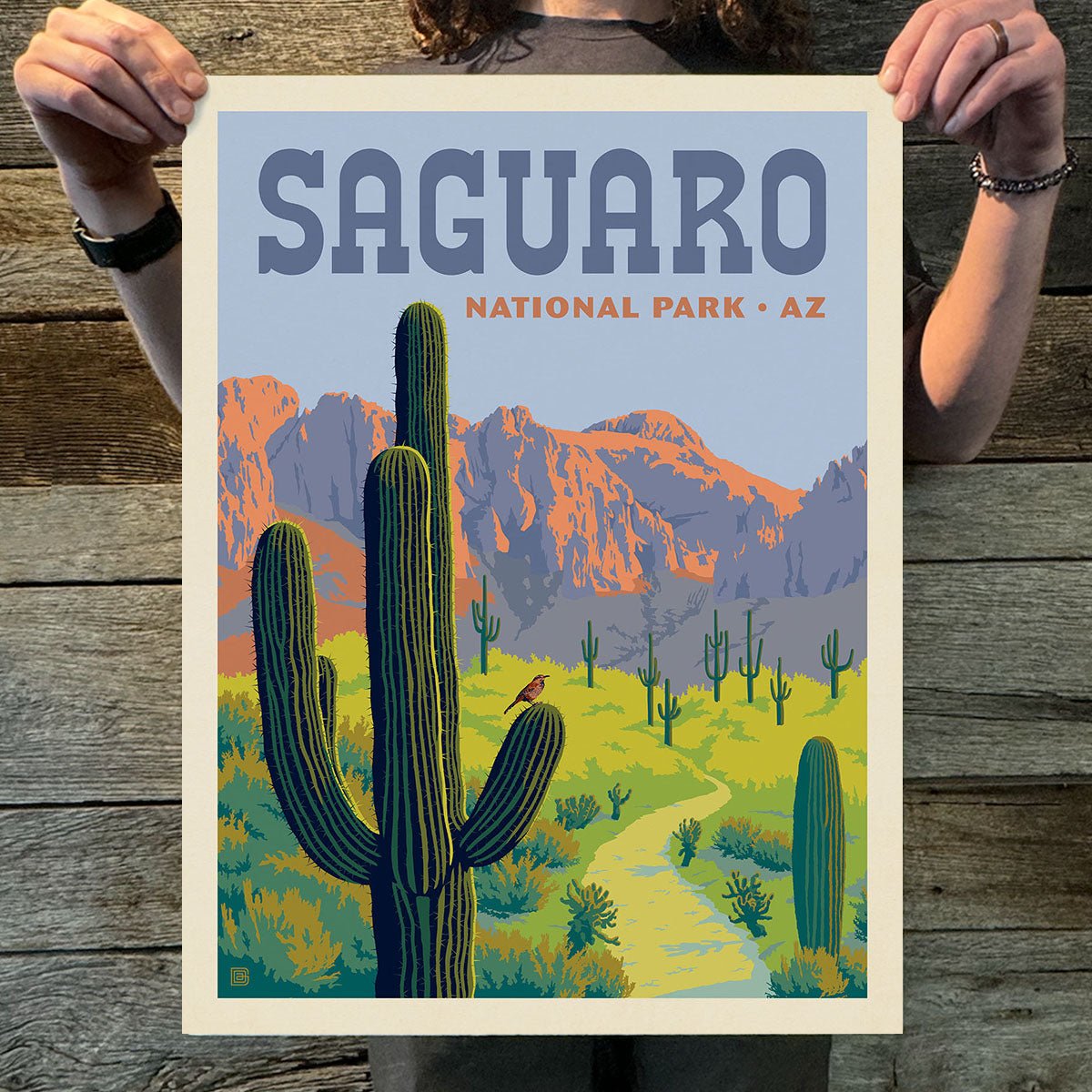 Saguaro National Park: Cactus Wren (63 National Parks) Art Print - Wander Together Outfitters