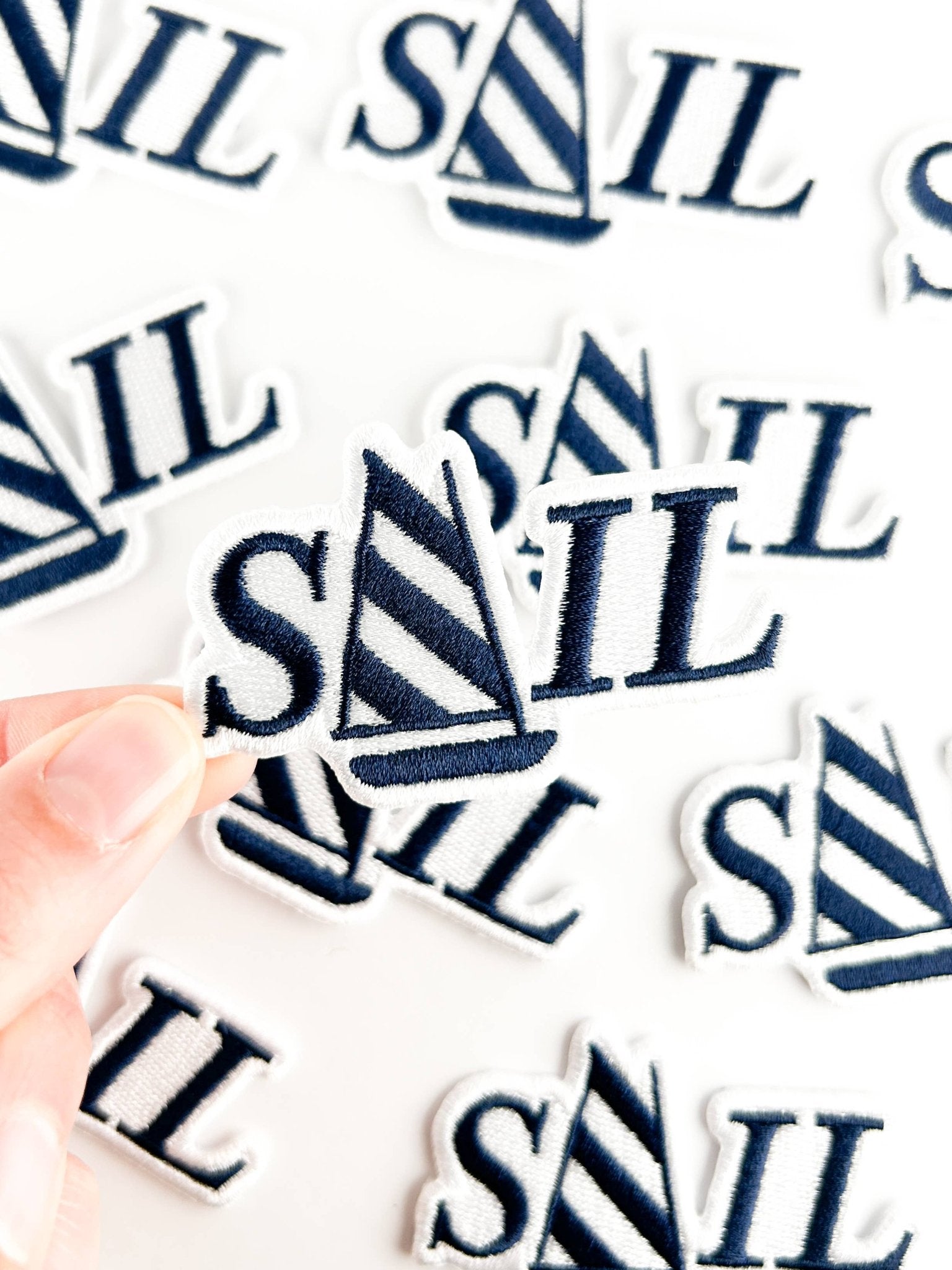 “SAIL” Embroidered Nautical Iron On Patch for Jackets, Totes, Hats - Wander Together Outfitters