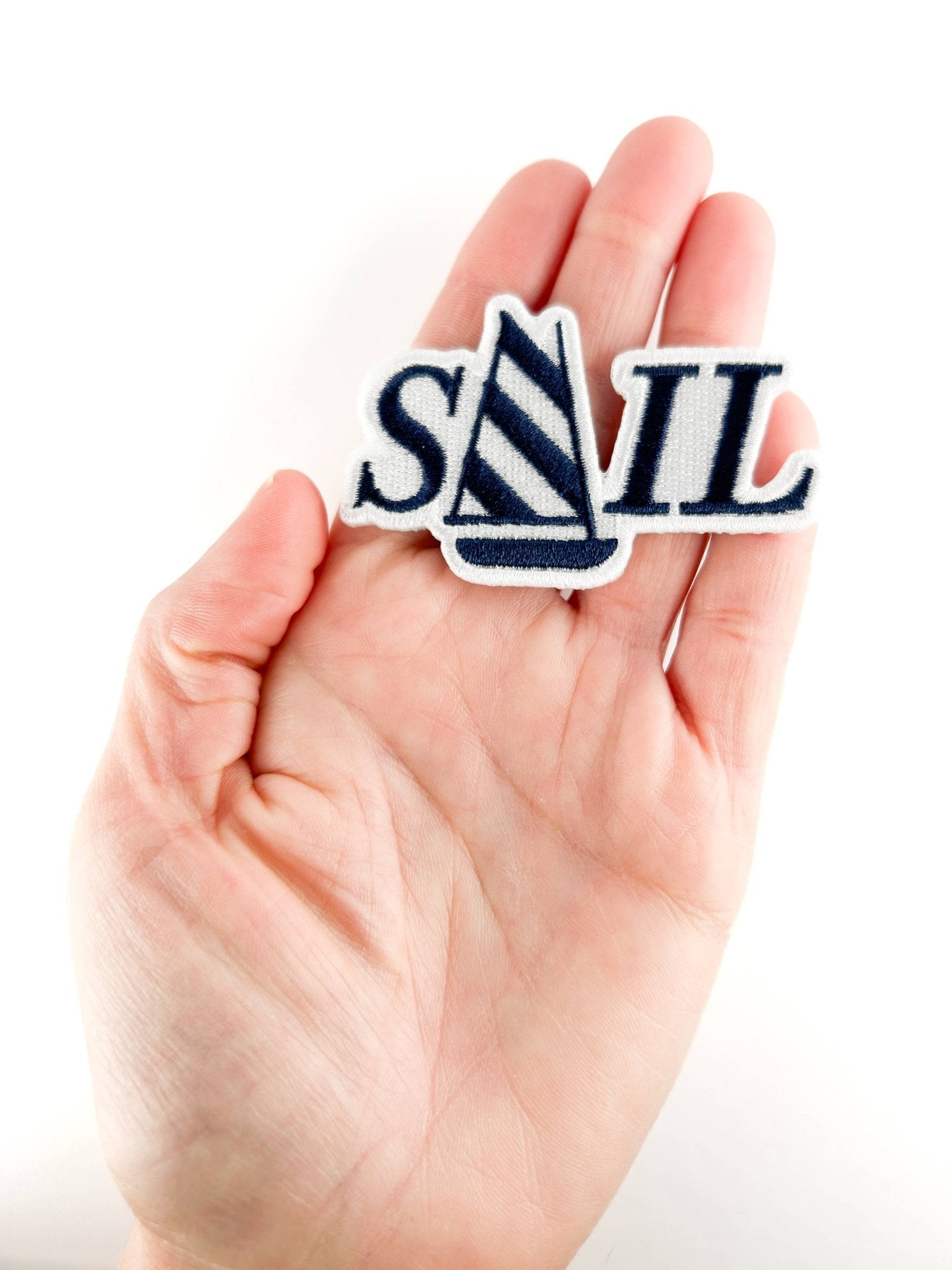 “SAIL” Embroidered Nautical Iron On Patch for Jackets, Totes, Hats - Wander Together Outfitters